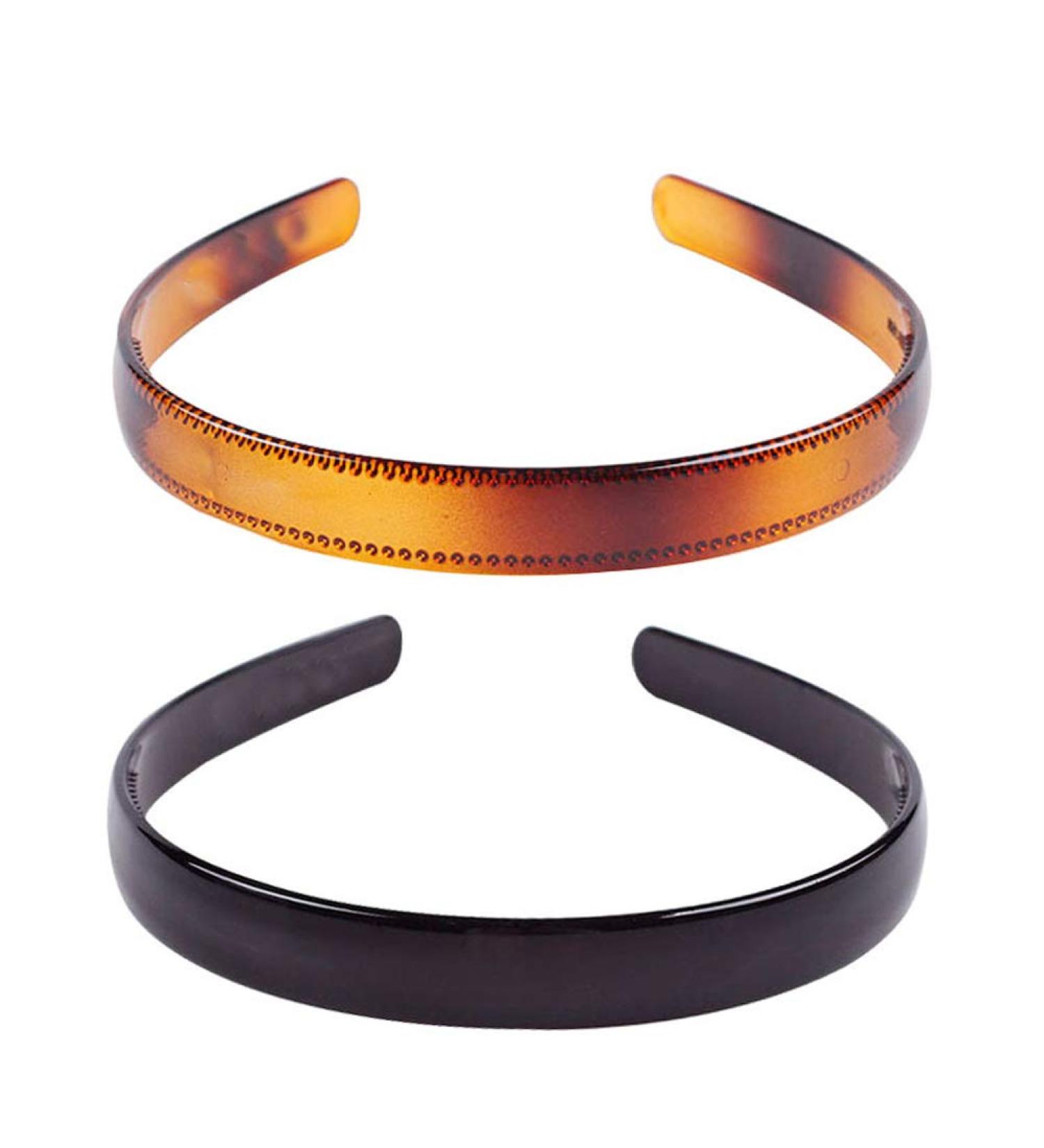 Set of 2 Simple Fashion Plastic Headbands - Black + Brown Hair Hoop Hair Accessories for Women and Girls - Buy Online on GoSupps.com