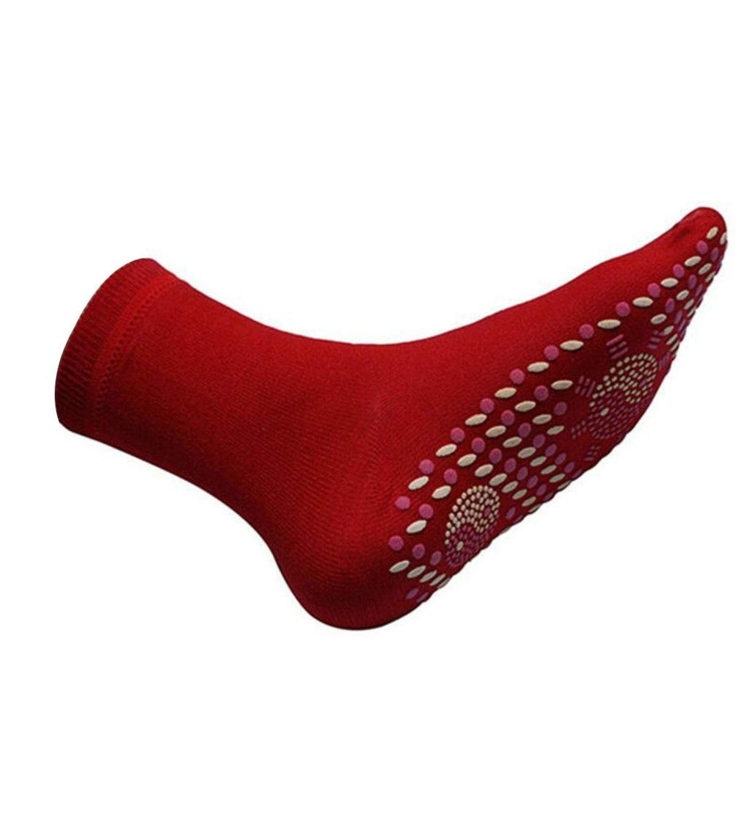 Magnetic Socks Heating Unisex Socks Therapies FIR - Tourmaline Self Magnetic Socks Red One Size