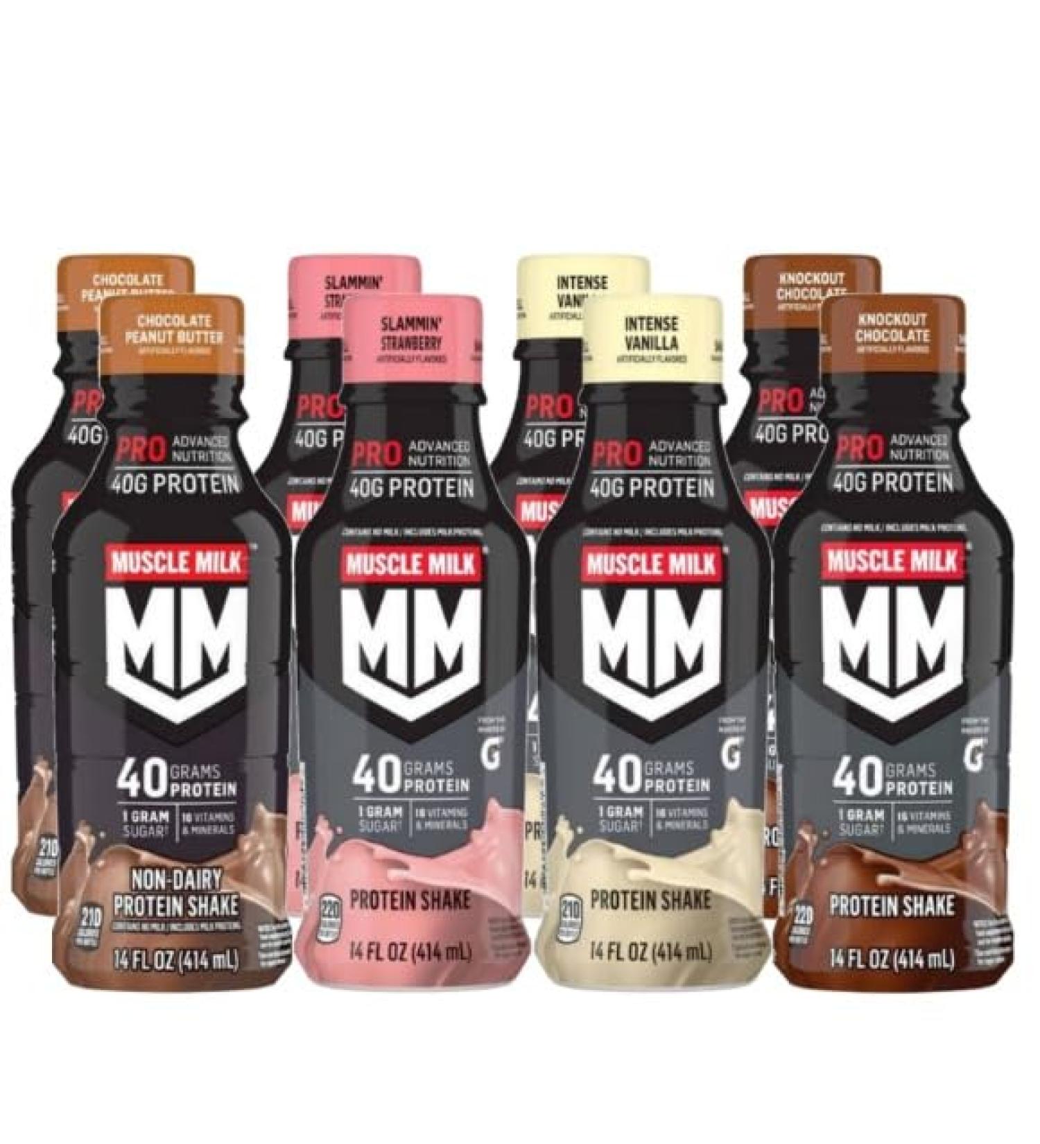 Muscle Milk Pro Advanced Nutrition Shake 14 Fl Oz 40 g Protein 8 Bottles (Variety Pack) - Buy Online on GoSupps.com