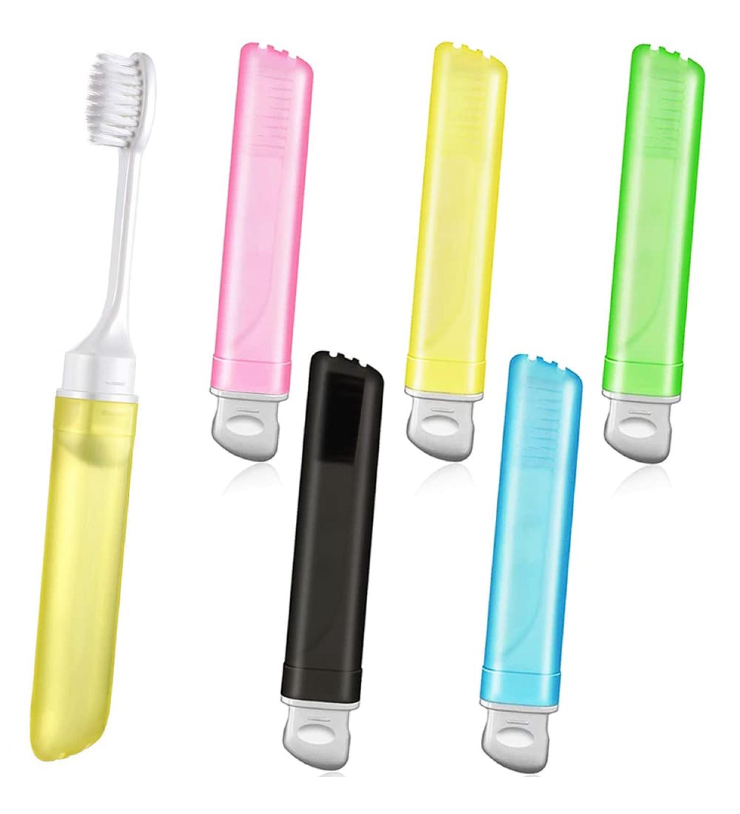 BOYIVI 5-Piece Mini Folding Travel Toothbrush Set with Box - Portable for Travel, Hiking, School & Business Trips - Buy Online on GoSupps.com