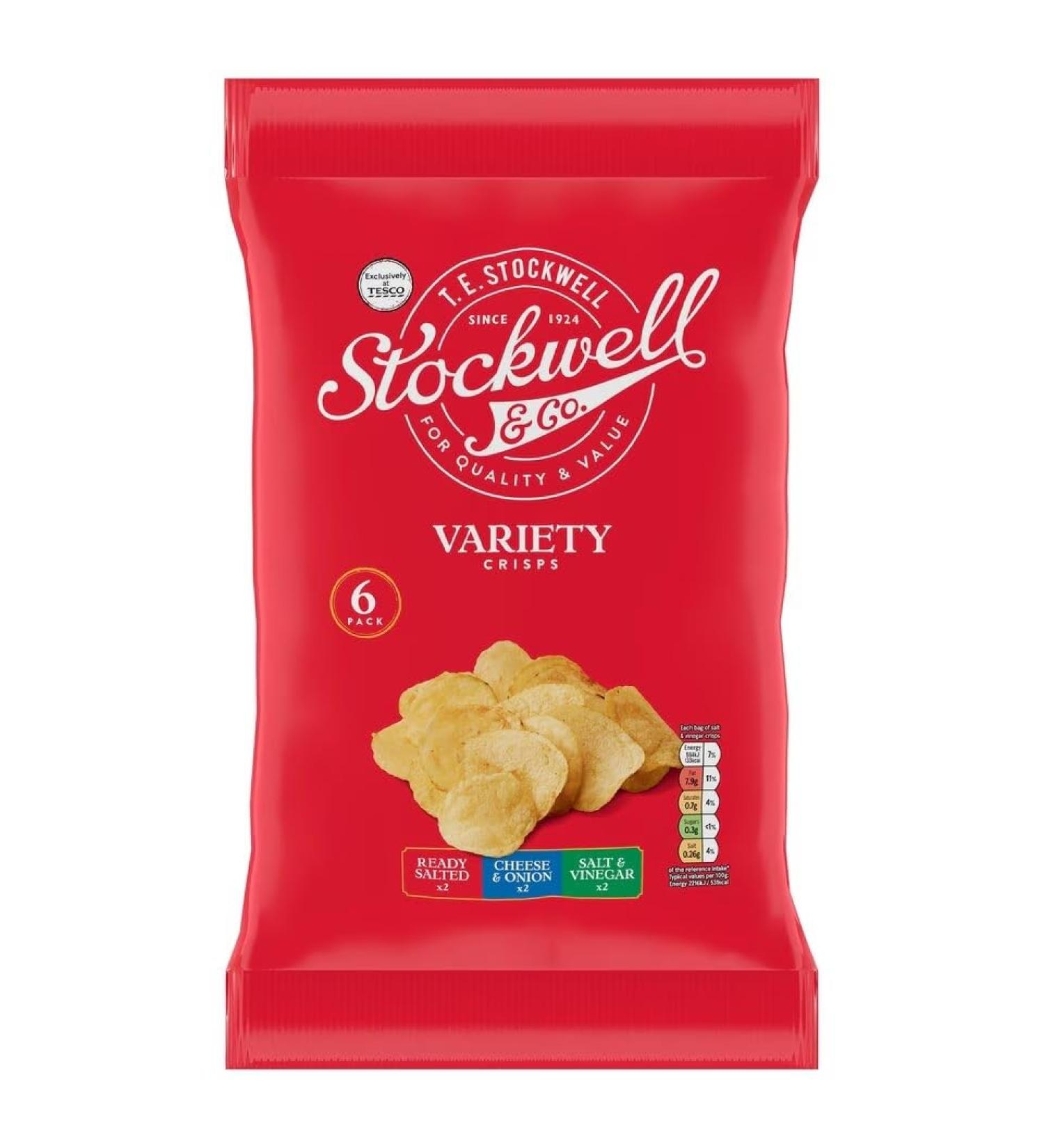 Stockwell & Co. Variety Pack Crisps 6X25g | Assorted Flavors for Snacking Delight | Fresh taste guaranteed | Suitable for vegetarians. - Buy Online on GoSupps.com