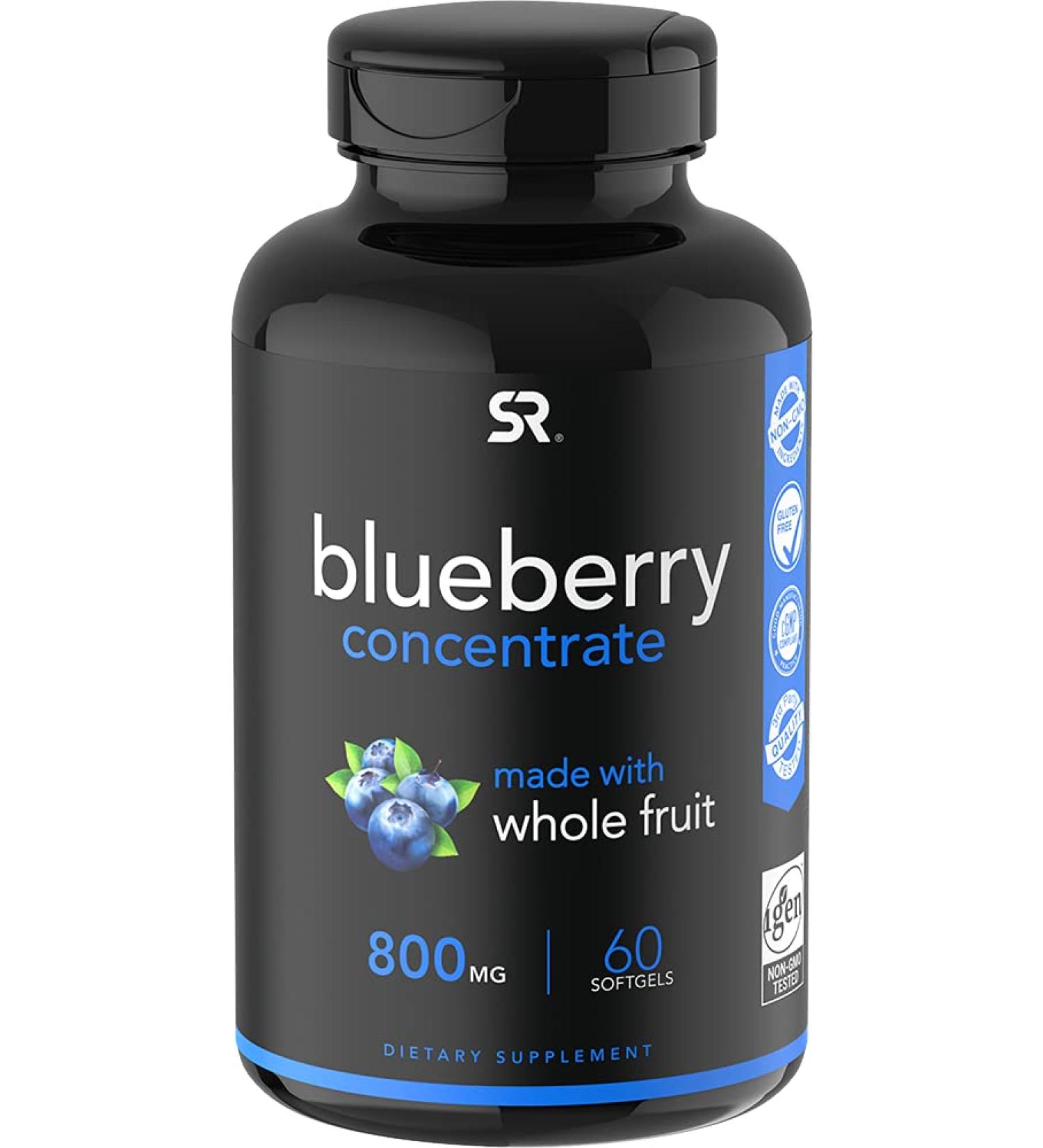 Sports Research Blueberry Concentrate 800 mg - 60 Softgels for Antioxidant Support - Buy Online on GoSupps.com