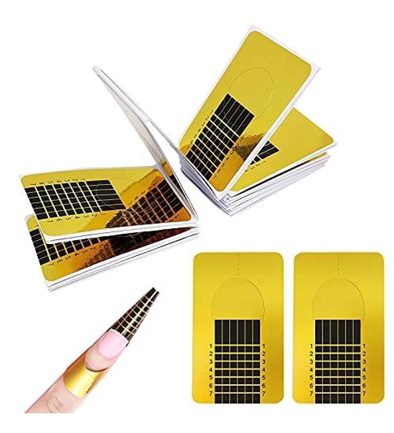 Pack of 100 Self-Adhesive Nail Stencils for Gel Nails & Extensions - Golden Modeling Stencils - Buy Online on GoSupps.com