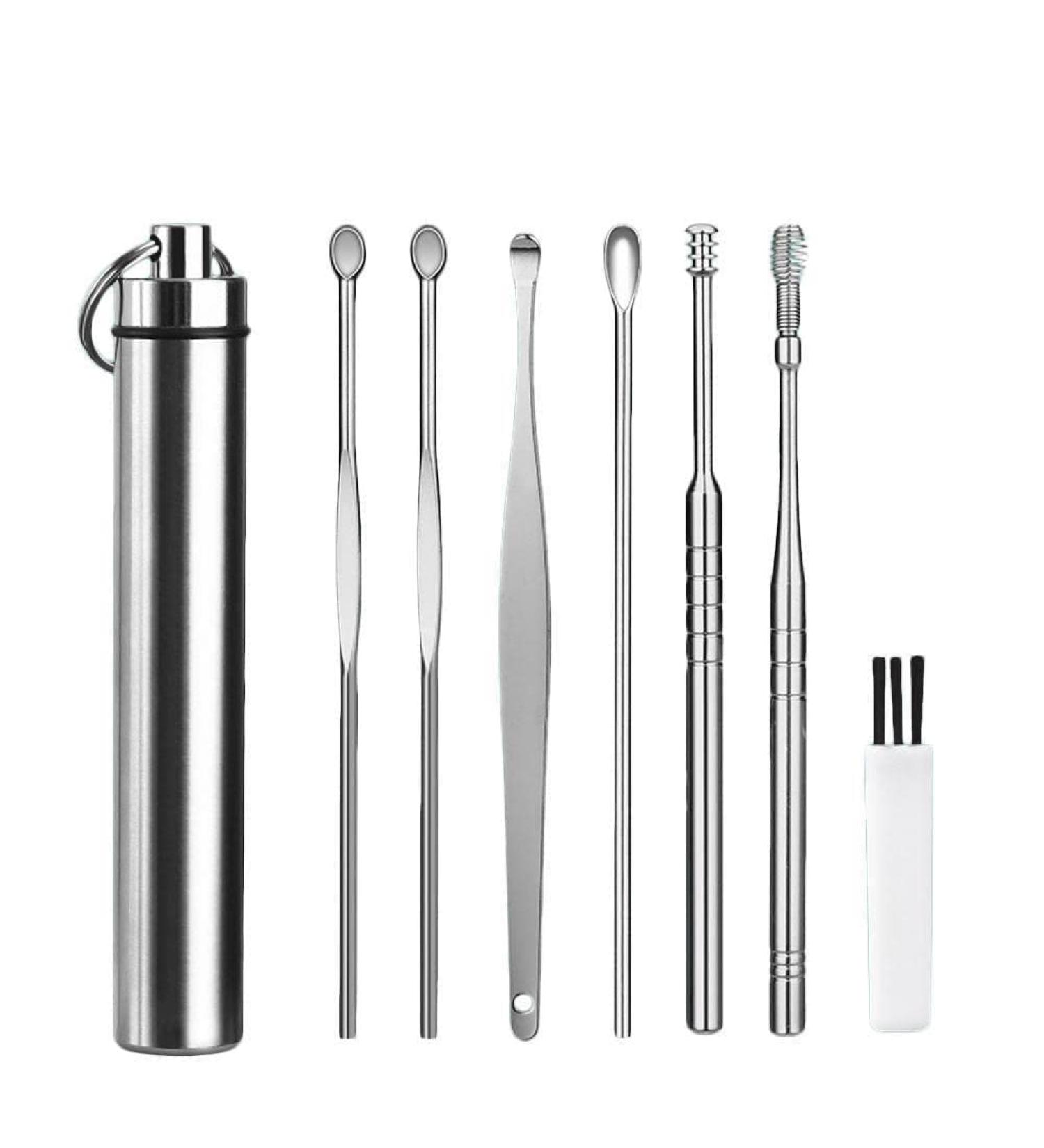 7pcs Steel Earpick Wax Remover Set - Ear Care Cleaner Spoon Tool - Buy Online on GoSupps.com