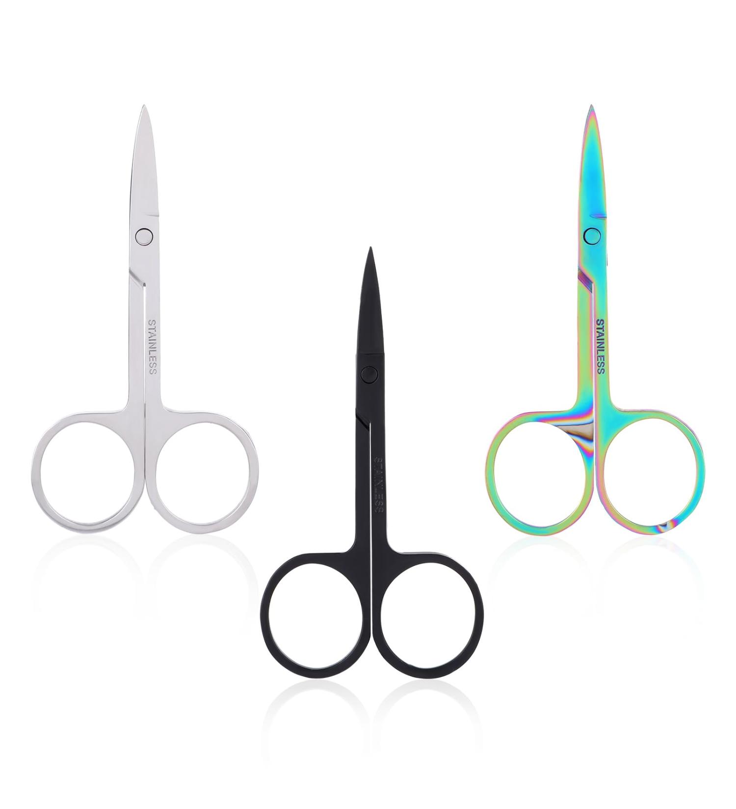 WLLHYF 3 Pack Small Eyebrow Facial Nose Hair Grooming Scissors Stainless Steel Mustache Eyelashes Trimmer Travel Scissors Kit Mini Curved Rounded Scissors for Eyebrow Cuticle Trimming Nasal Clippers - Buy Online on GoSupps.com