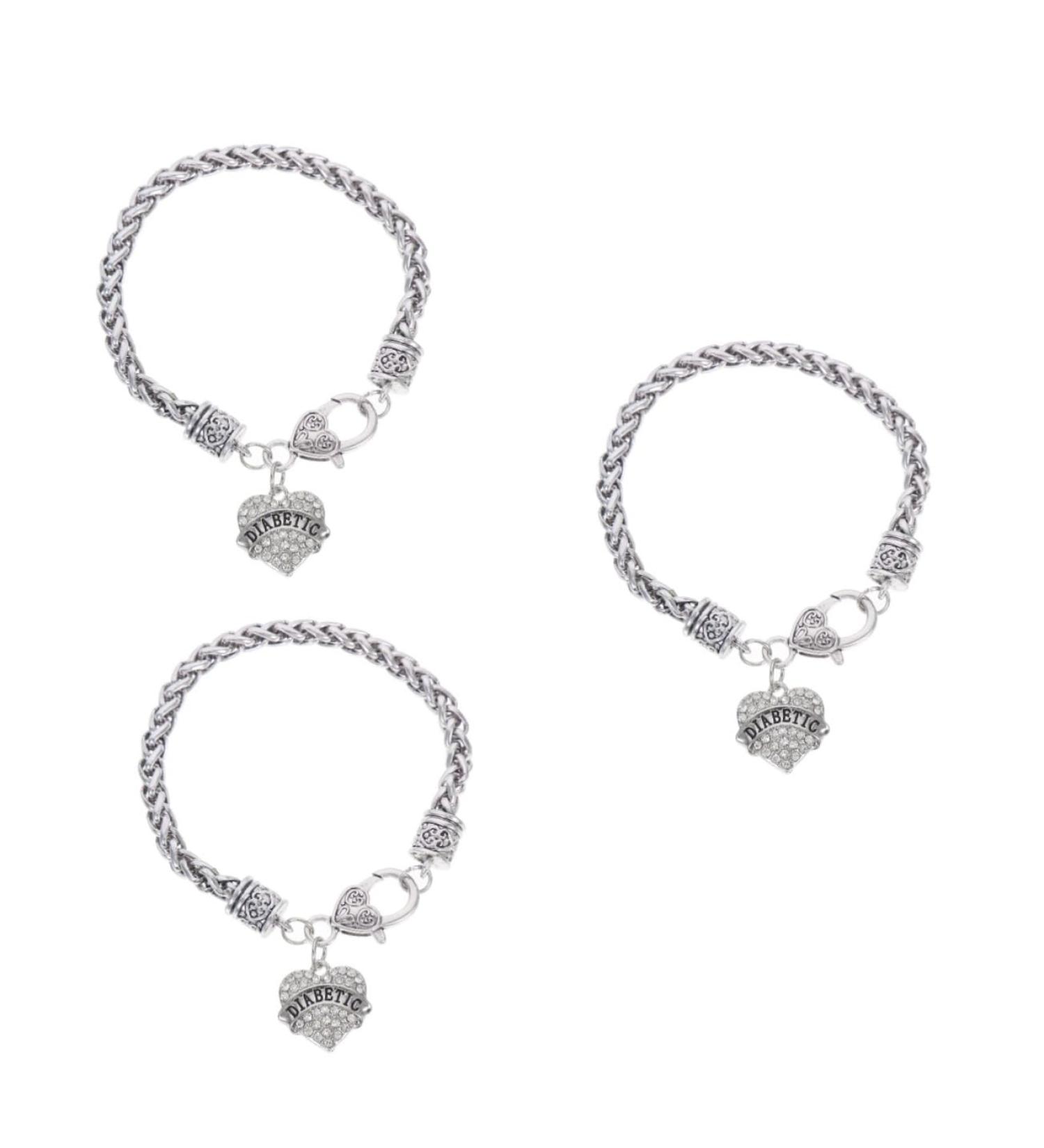 CALLARON 2pcs Heart Rhinestone Bracelet Girls Bracelets Bracelet for Couples Girls Gifts Wear-resistant Charm Bracelet Couple Gift Delicate Charm Bracelet Jewelry Miss Rhinestones Fine 21.5X3X1CMx3pcs Silverx3pcs - Buy Online on GoSupps.com