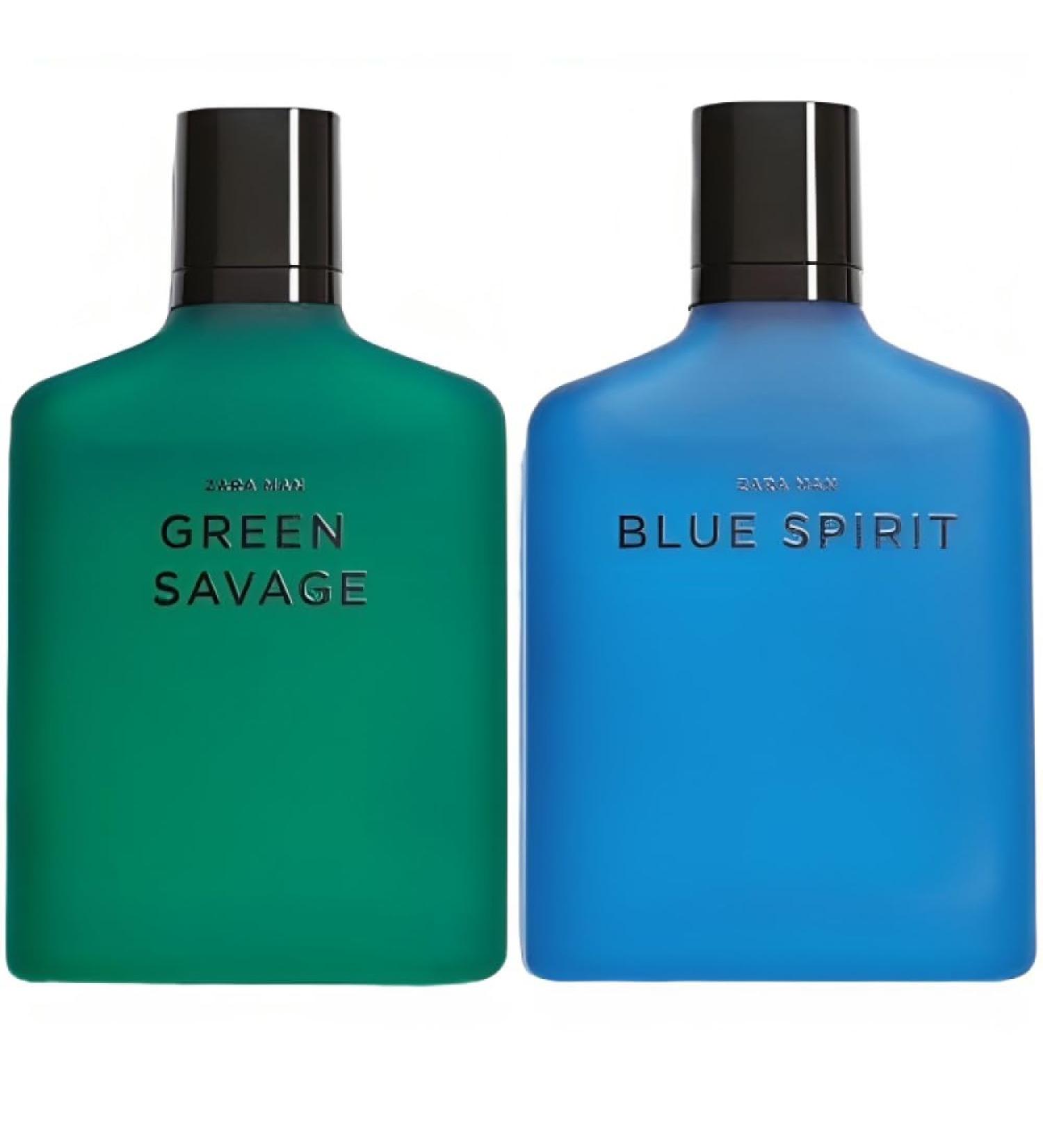 Zara Man Green Savage + Blue Spirit Cologne for Men Fragrance Set EDT Eau De Toilette 2x 100 ML (3.4 FL OZ) - Buy Online on GoSupps.com