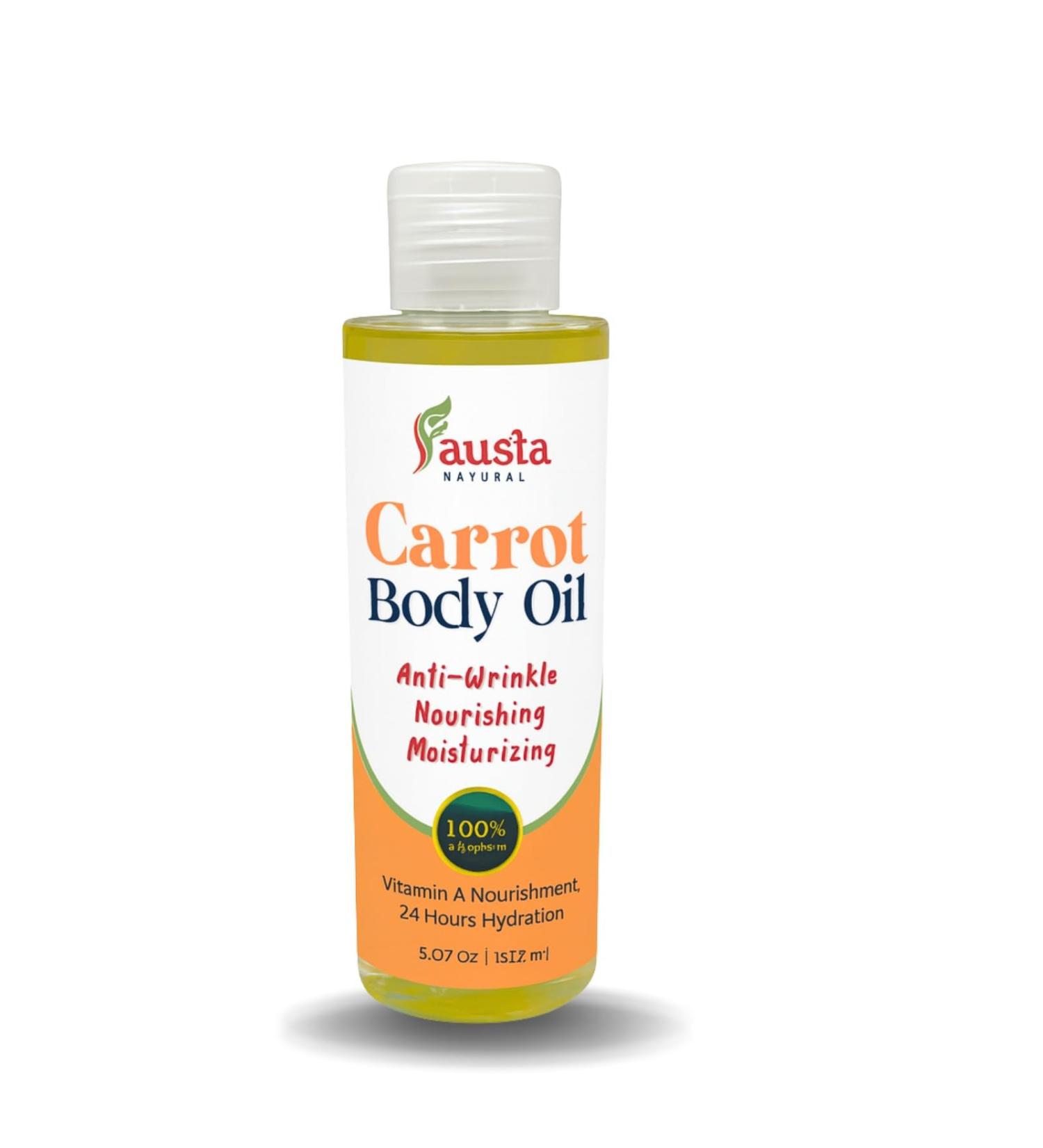 FAUSTA NATURAL Carrot Body Oil Anti-Wrinkle Deeply Nourishing & Moisturizing Enriched with Vitamin A for Radiant Skin 100% Natural Hydrating Oil 5.07 oz / 150 ml - Buy Online on GoSupps.com