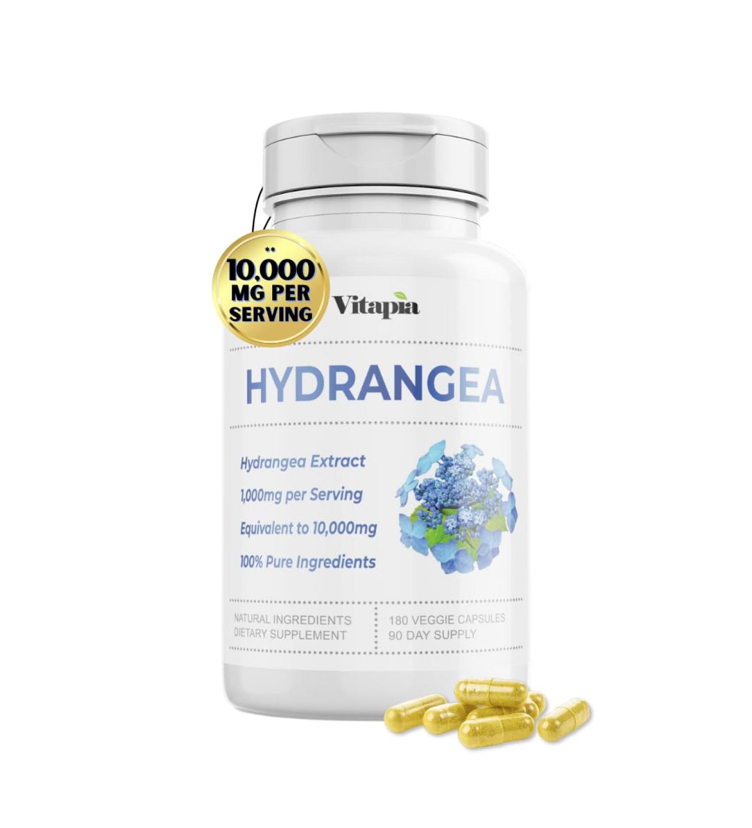 Organic Hydrangea Extract Capsules 10 000mg - Urinary Tract & Kidney Support Antioxidant & Skin Health - Non-GMO Gluten-Free Vegan - 180 Veggie Capsules - Buy Online on GoSupps.com
