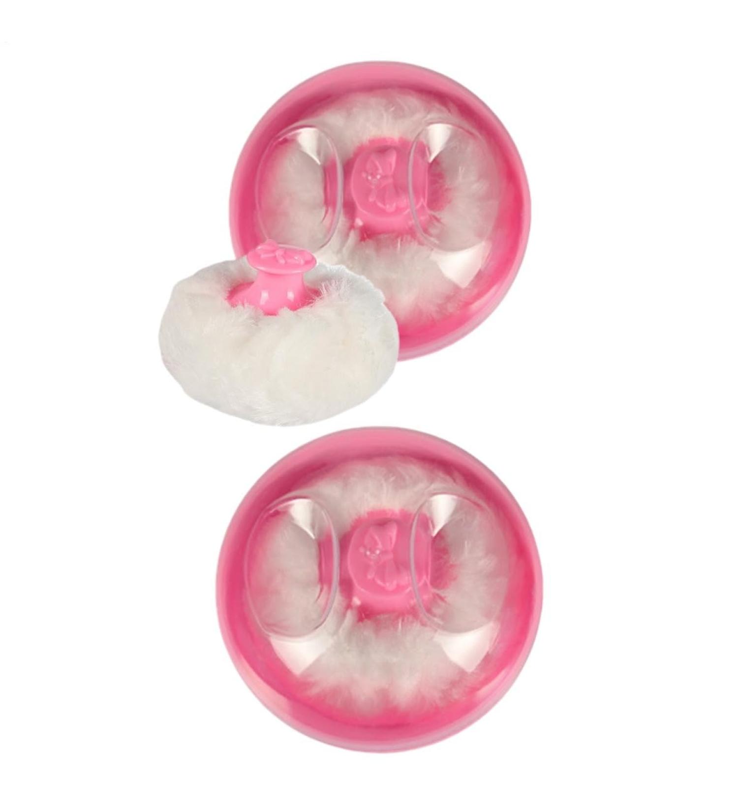 Lot de 2 houppettes poudre de talc avec applicateur bo te de rangement portable pour b b femme maison et voyage - Buy Online on GoSupps.com