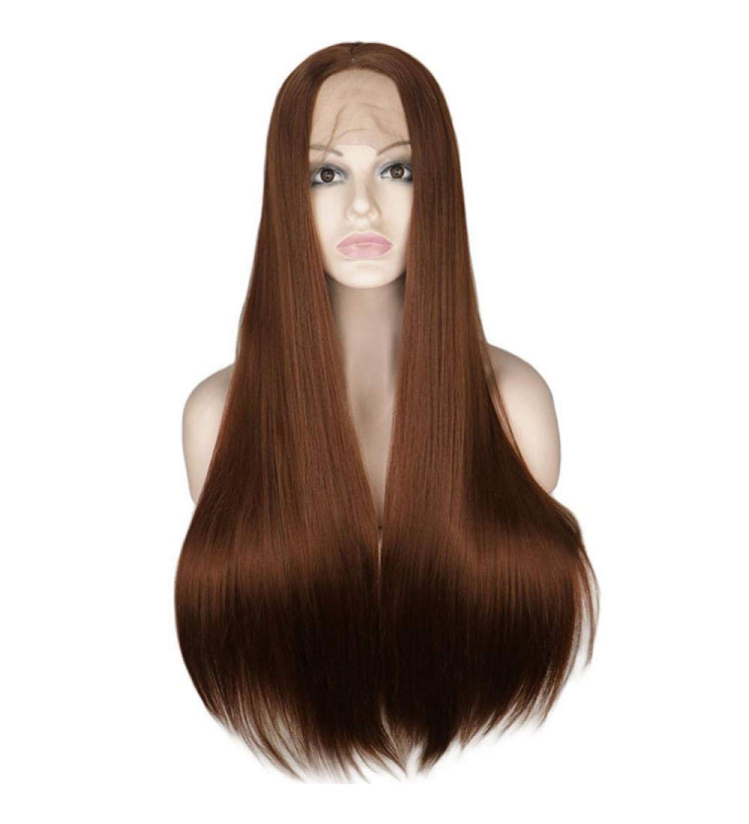 BGHJUE N Brown Long Straight Synthetic Wig - Heat Resistant Body Wave Glueless Full Wig for Women - Average Cap Size - Buy Online on GoSupps.com