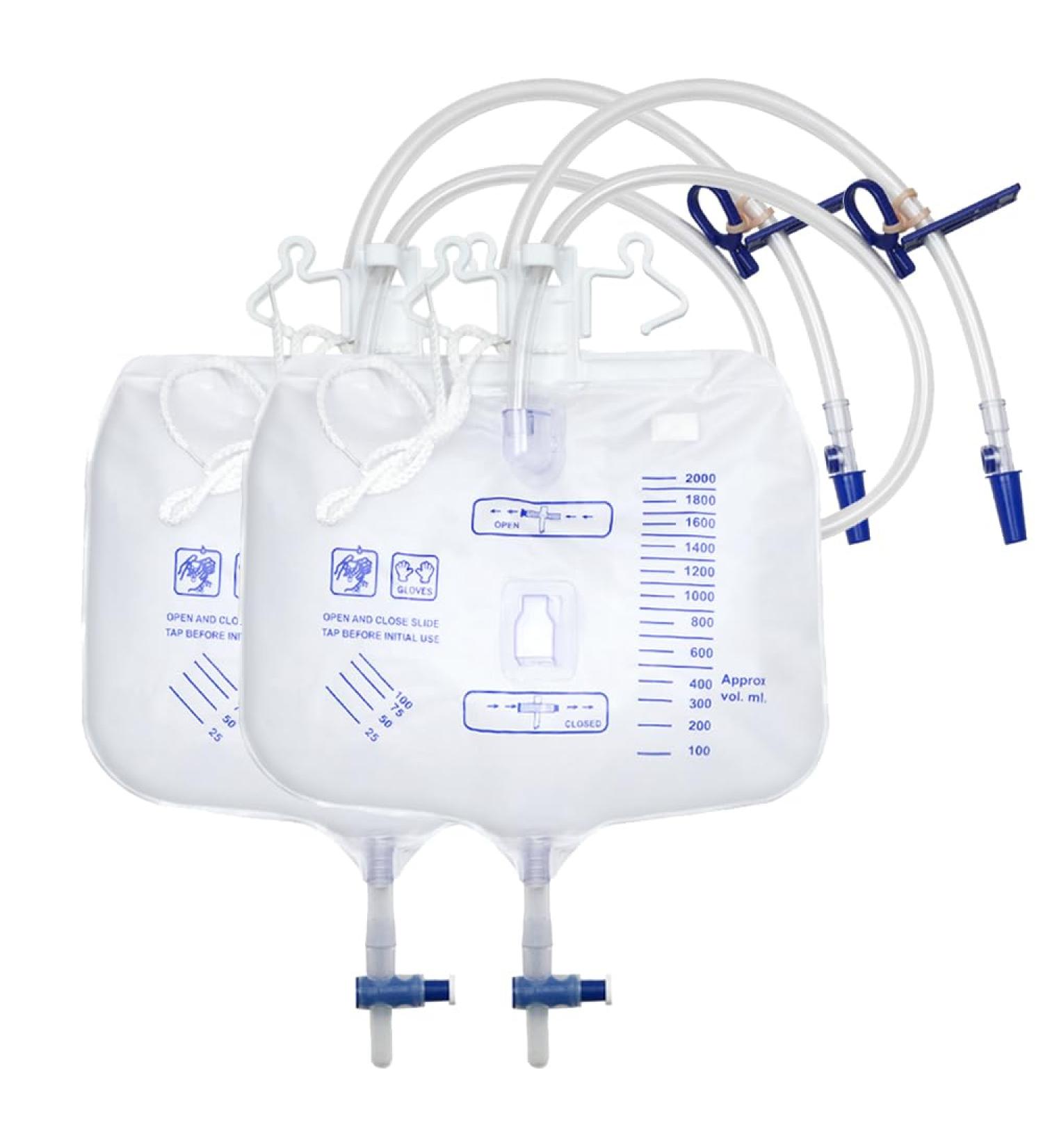 Urine Drainage Bags 2000ml Capacity Leg Bag Urine Collection Bag with Tubing Anti-Reflux Valve (2Pcs) - Buy Online on GoSupps.com
