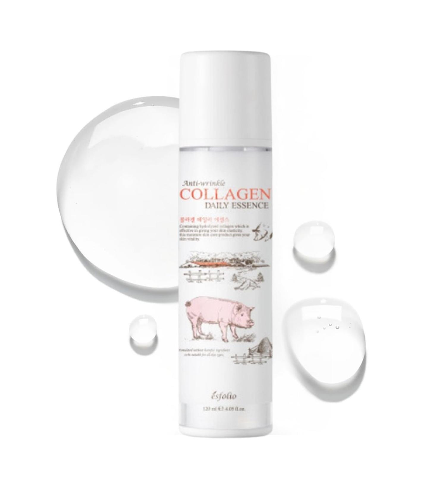 Esfolio Collagen Daily Essence Hydrating & Firming Face Serum Anti-Aging Korean Skincare with Hydrolyzed Collagen Moisturizing for All Skin Types 4.05 FL OZ - Buy Online on GoSupps.com