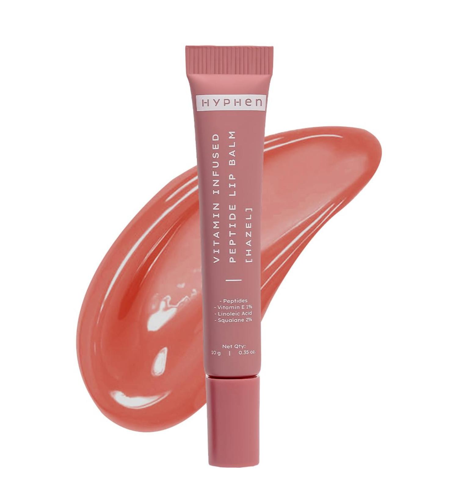 Hyphen Tinted Lip Balm - Hazel | 1% Vitamin E 2% Squalane & Peptides | Brightening Lip Balm for Dark Lips | 24h Moisturization & Hydration for Dry & Chapped Lips - 10 g peachy nude - Buy Online on GoSupps.com
