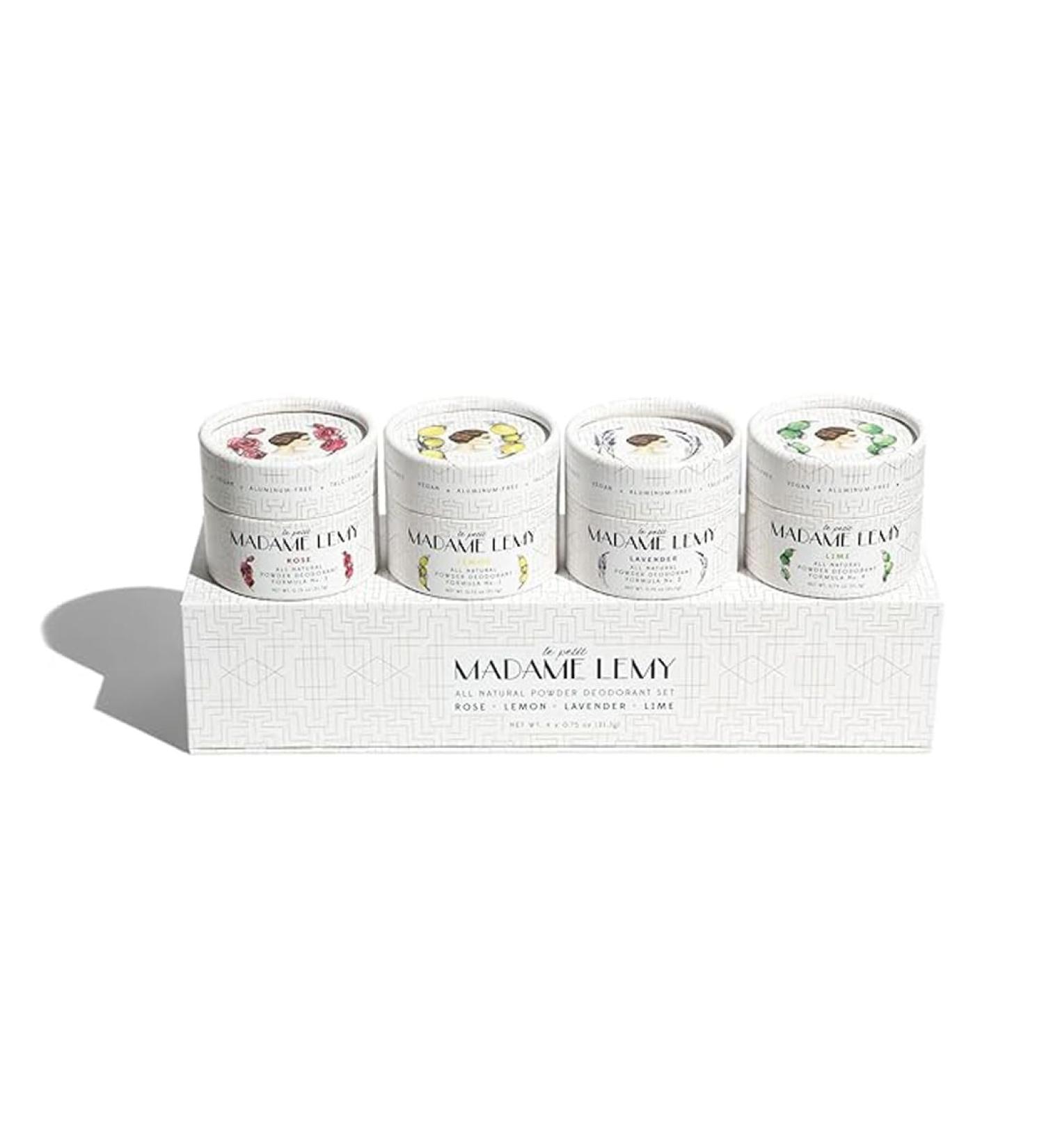 Madame Lemy Talc Free Powder Gift Set - Natural Aluminum Free Deodorant & Body Powder | Vegan Cruelty Free Travel-Size - 4 Scents (CLASSIC 4 x 0.75 oz - Buy Online on GoSupps.com
