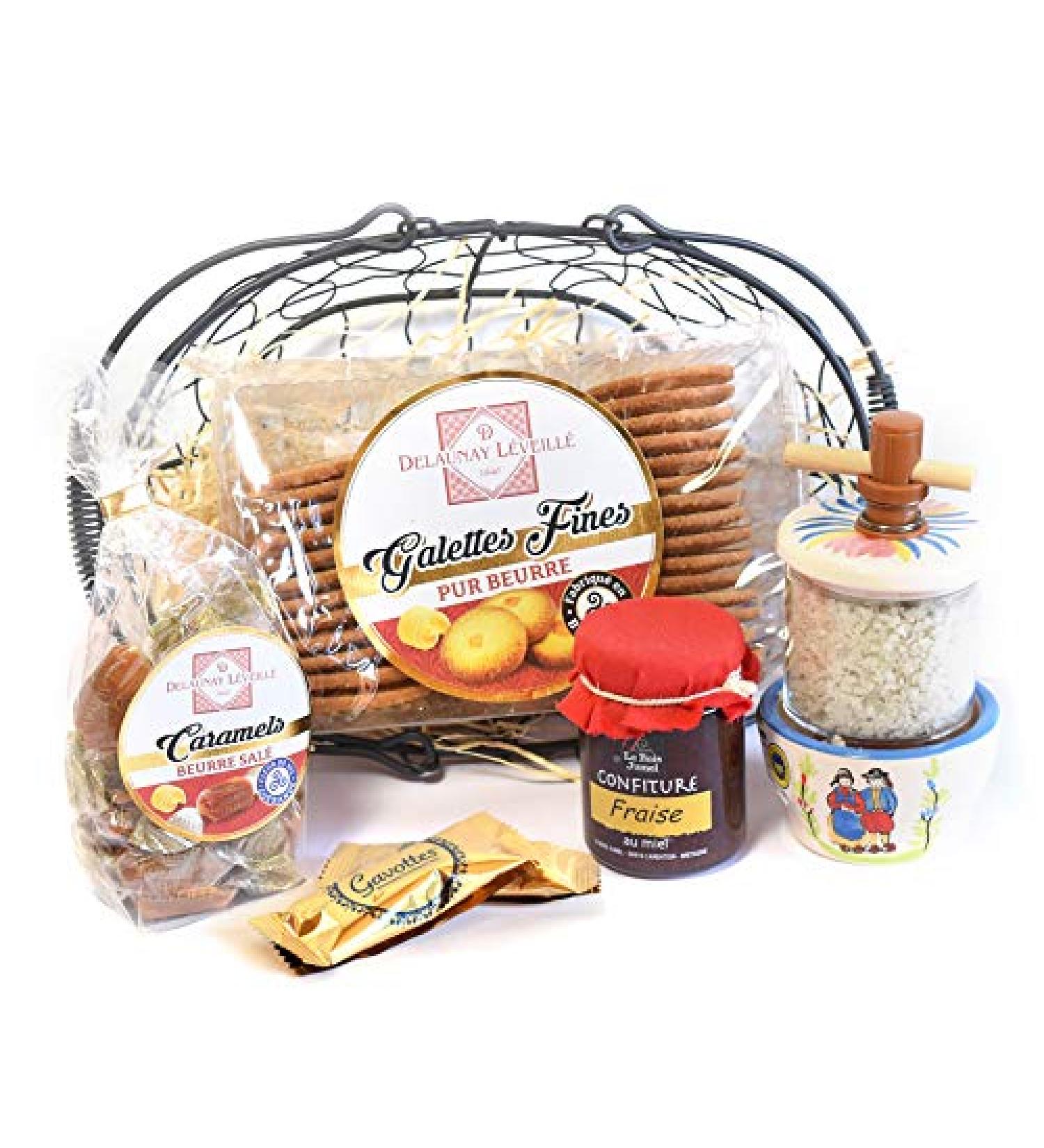 Biscuiterie des Marais Gourmet Gift in Nice Basket Wire Mesh