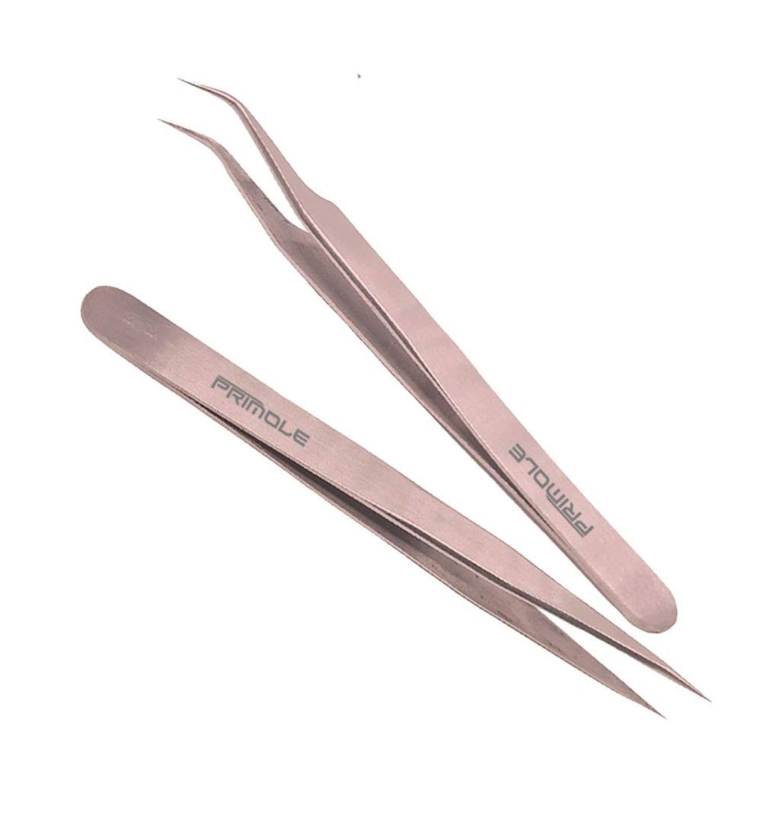 Primole Stainless Steel Eyelash Extension Tweezers Set - Straight and Curved Precision Tweezers for Volume Lash Extensions (Rose Gold) - Buy Online on GoSupps.com