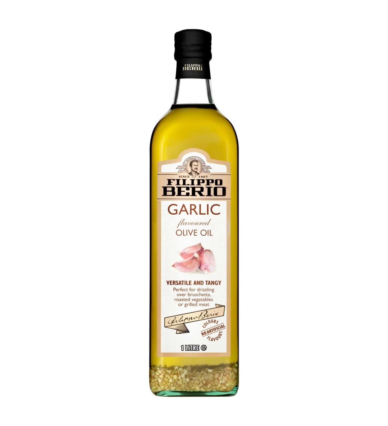 Filippo Berio Garlic Flavoured Olive Oil 1L - Buy Online on GoSupps.com