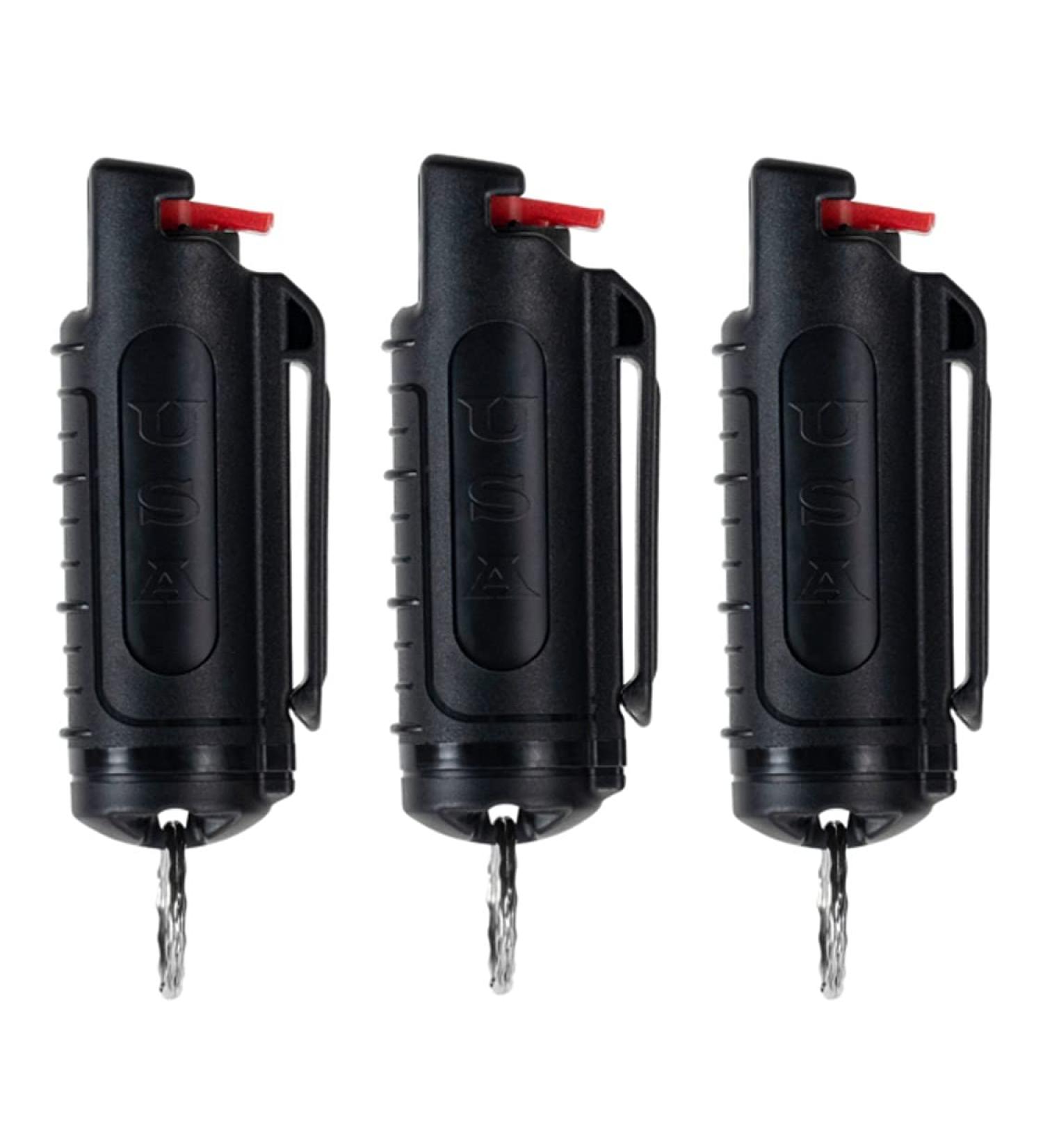 Police Magnum Keychain Pepper Spray Self Defense Belt Clip Holder - 3 Pack | Made in USA | Maximum Strength OC with Dye | Small Safety Key Chains for Men & Women - Buy Online on GoSupps.com