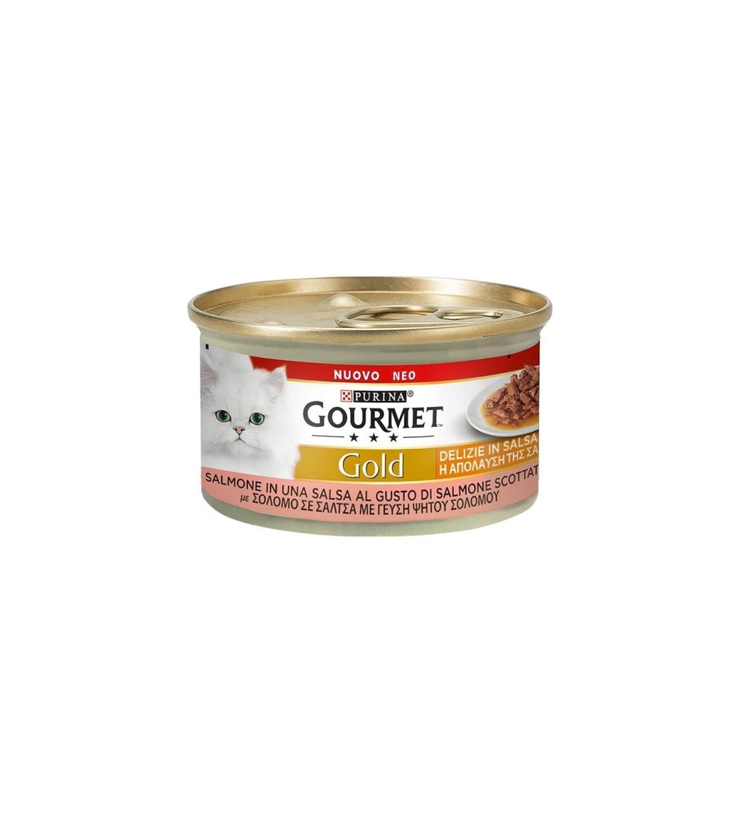 Gourmet Gold Delights in Sauce Wet Cat Food with Salmon, 85 GR