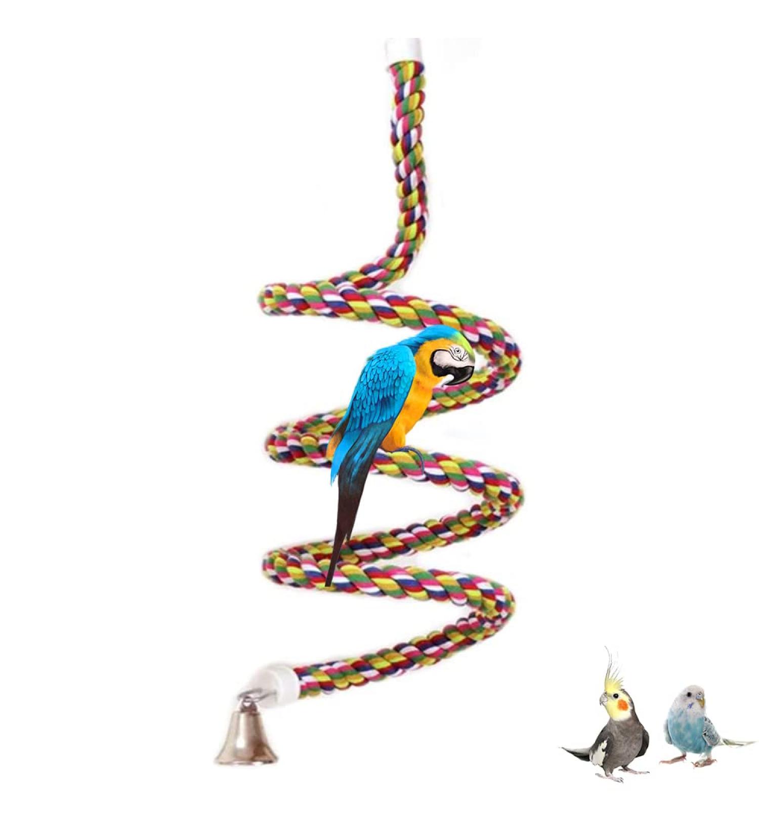 ASOCEA Bird Perch Rope Stand Swing Climbing Toy for Parrot, Budgie, Cockatiel - Bungee Bird Toy - Buy Online on GoSupps.com