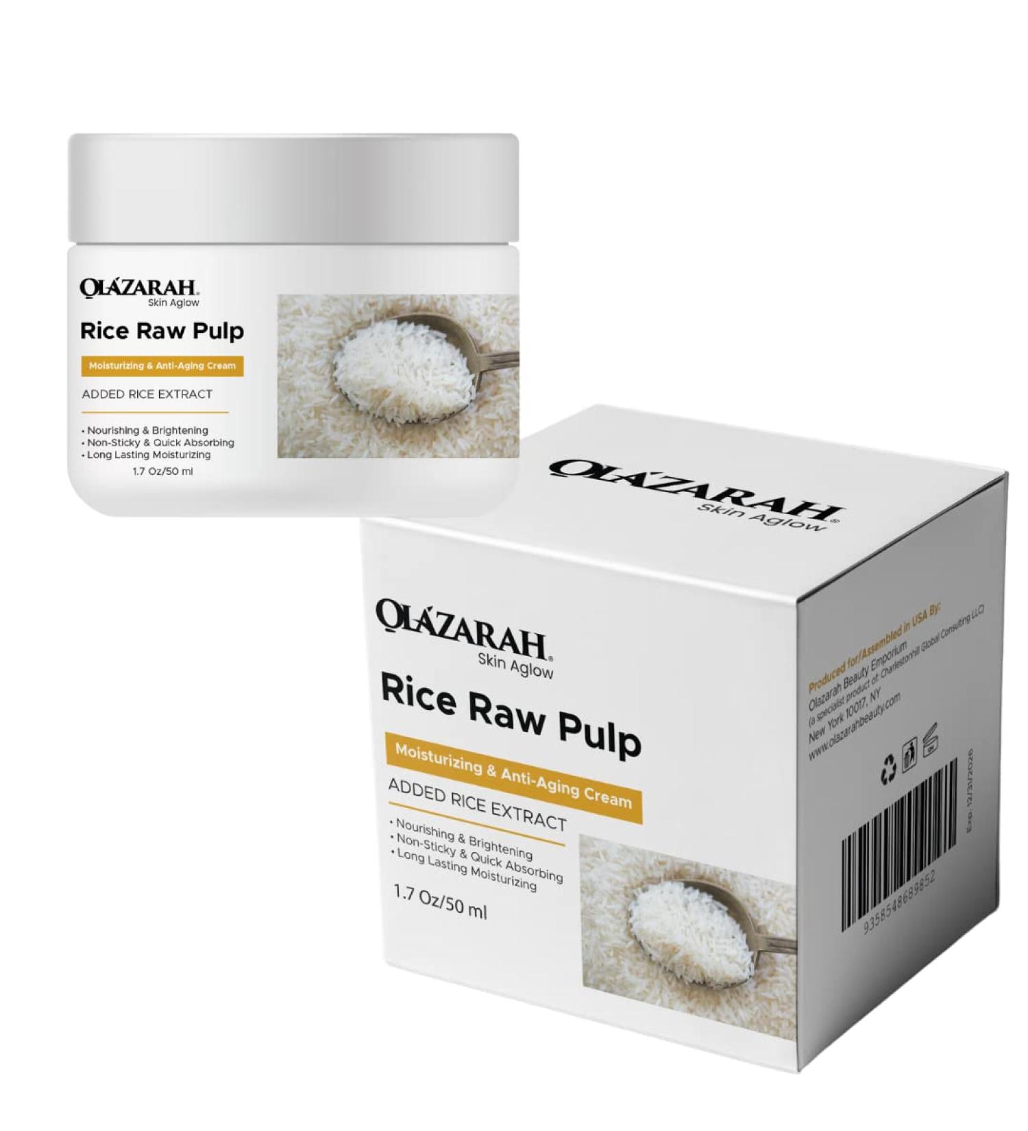 Organic Rice Raw Pulp Facial Moisturizer for Women - Nourishing and Hydrating Day Cream with Anti-Aging Benefits - Suitable for All Skin Types - Natural Radiance and Vitality, 2 fl. oz - Buy Online on GoSupps.com