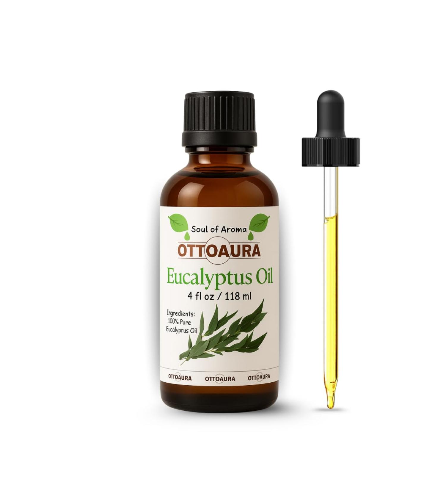 OTTO AURA Pure Eucalyptus Essential Oil 4 Fl Oz (118ml) Premium Grade with Glass Dropper - Buy Online on GoSupps.com