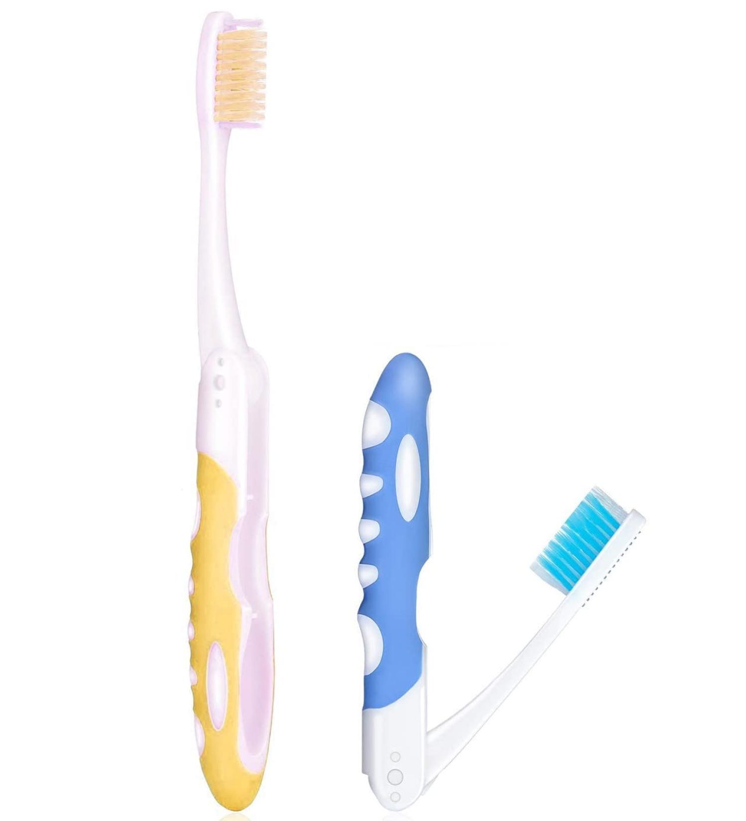 Buy Plandlelee Foldable Travel Toothbrushes - Set of 2 Portable Soft Bristles for Camping & Travel - Buy Online on GoSupps.com
