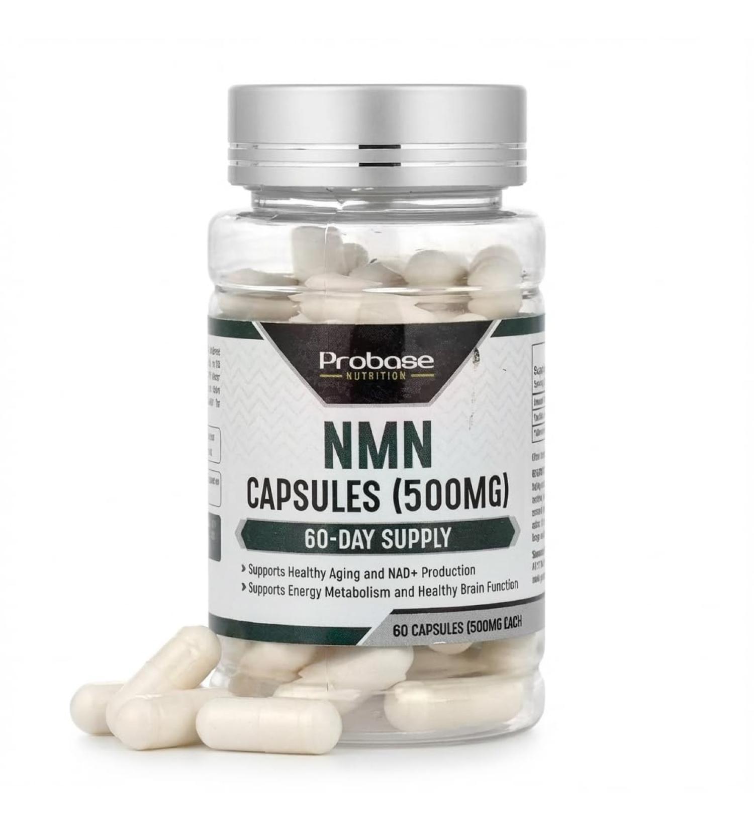 Probase Nutrition Longevity Pure NMN Capsules 60 Count (500mg Each) - Ultra-Pure, Fully Stabilized, Pharmaceutical Grade NMN to Boost NAD+, Nicotinamide Mononucleotide Capsules (Packaging May Vary) - Buy Online on GoSupps.com