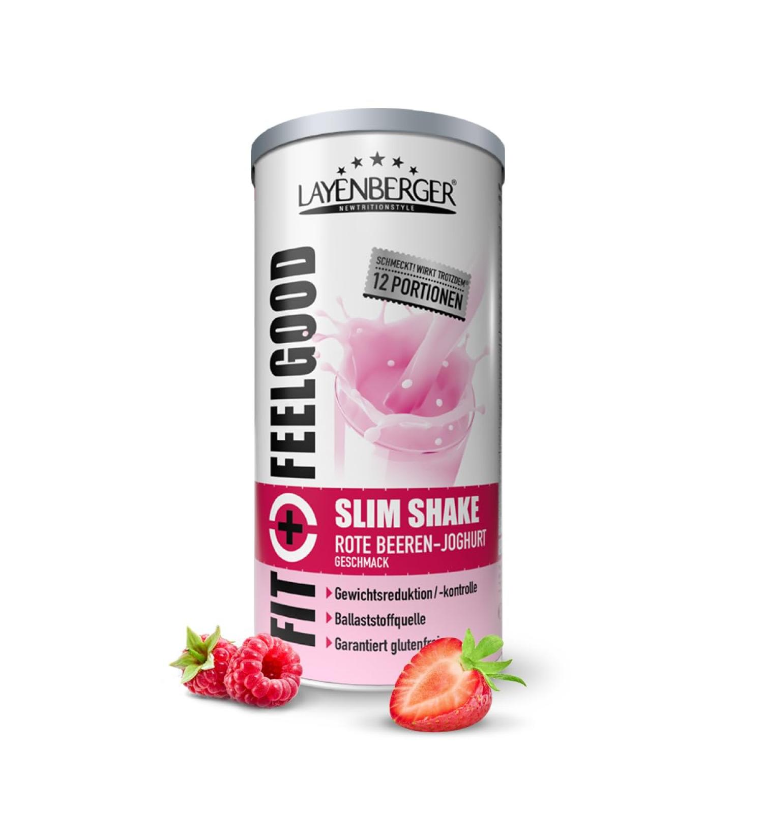 Layenberger Fit+Feelgood Slim Shake Red Currant Yogurt Meal Replacement for Weight Loss and Control Replaces 12 Meals at Only 213 Kcal Per Meal Gluten Free 1 x 396 g - Buy Online on GoSupps.com
