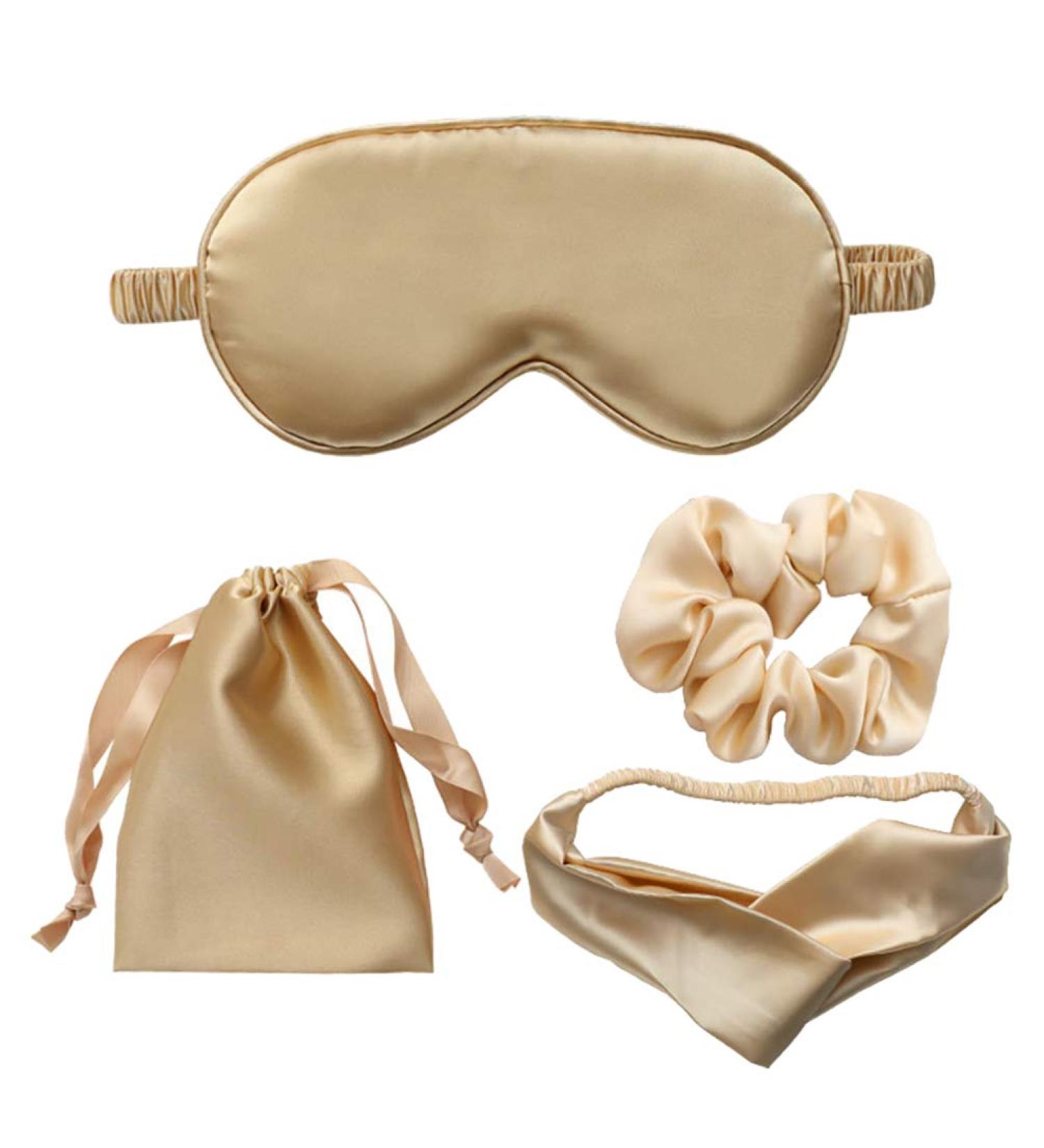 Buy 4pcs Silk Eye Sleep Mask Set Blindfold Hair Bands & Ear Plugs for Ultimate Comfort | International Shipping Available - Buy Online on GoSupps.com