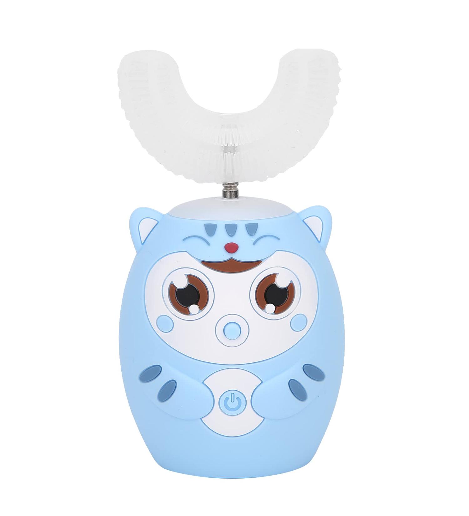 Children's U-Shaped Electric Toothbrush - Ultrasound Automatic Massage for Tooth Whitening | Cartoon Design IPX7 Waterproof (Blue) - Best Oral Care Solution - Buy Online on GoSupps.com