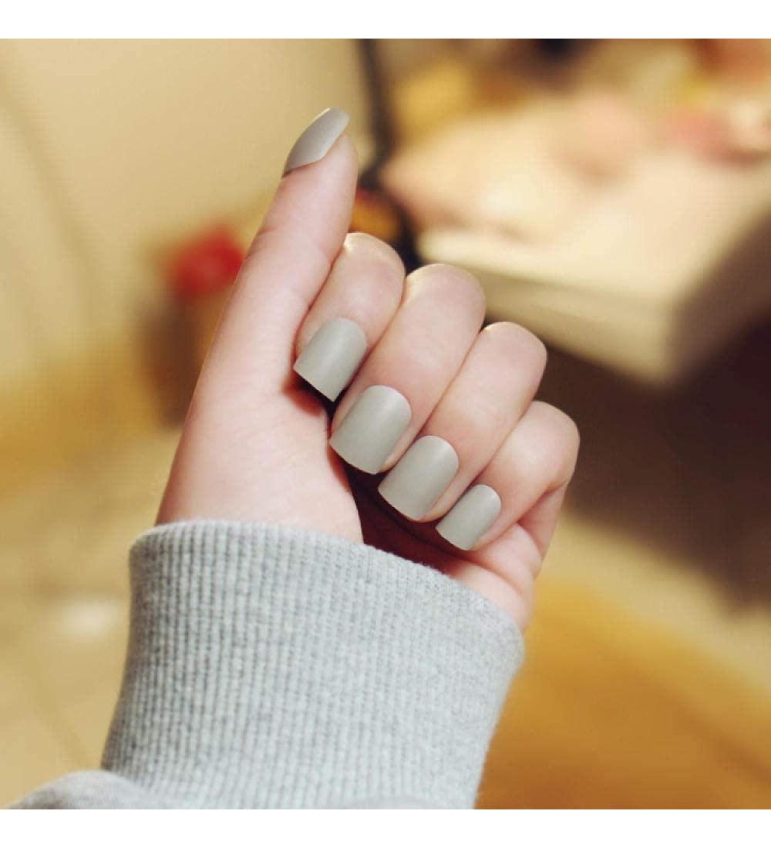 HUIL Artificial Nails - 24pcs Matte Blue Gray False Nails | Long-Lasting Nail Polish for a Stunning Look - Buy Online on GoSupps.com