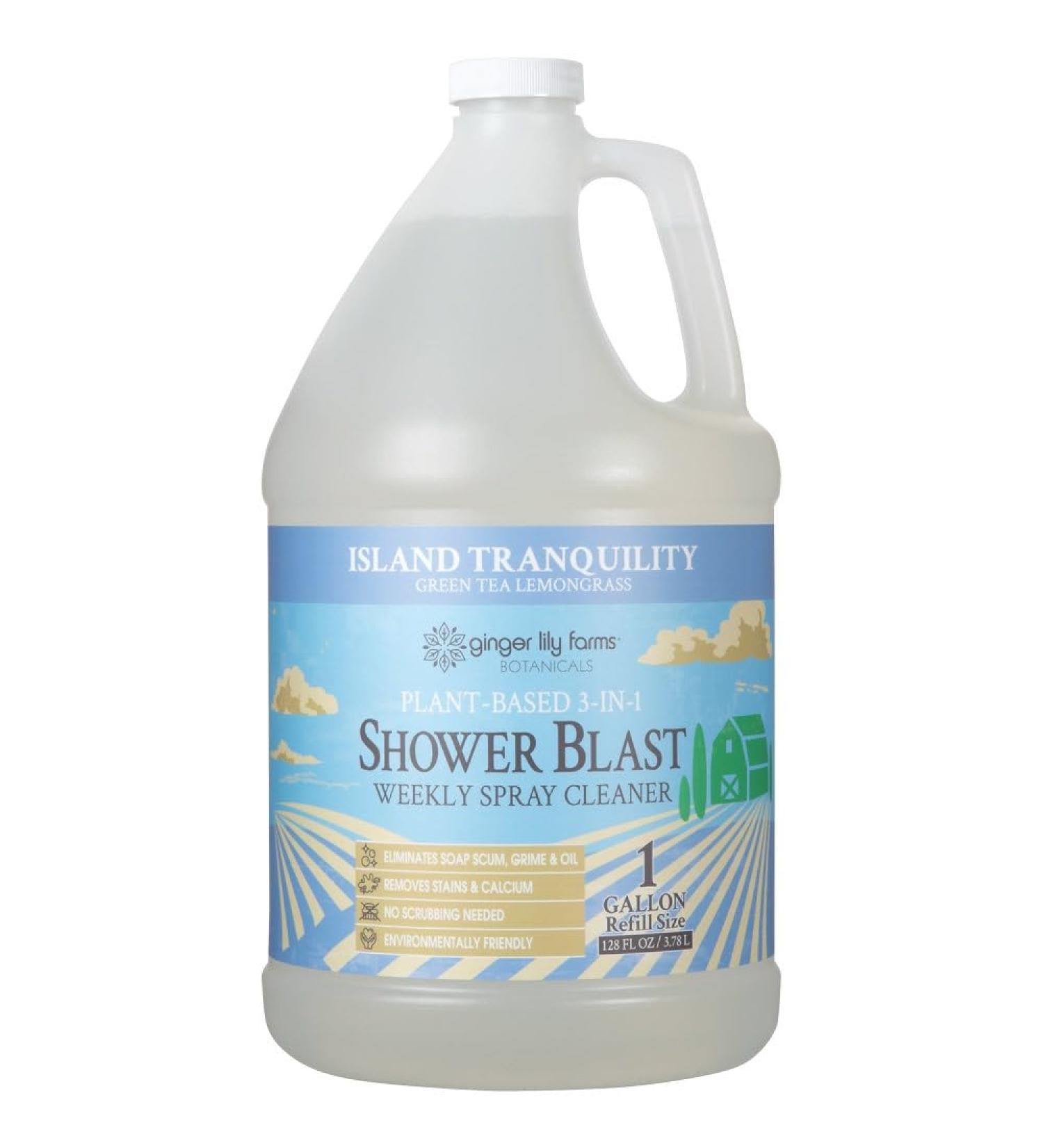 Buy Ginger Lily Farms 3-in-1 Vegan Shower Blast Cleaner - Island Tranquility Green Tea Lemongrass 1 Gallon Refill | Eco-Friendly & Cruelty-Free - Buy Online on GoSupps.com