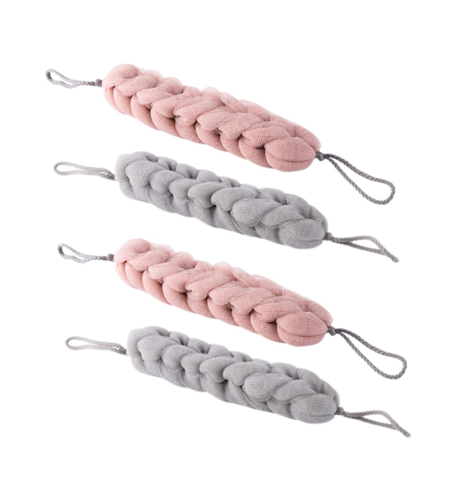 Healeved 4pcs Exfoliating Shower Sponge Pouf Set - Loofah Cloth Body Scrubber & Bath Accessories for Ultimate Cleansing and Relaxation - Buy Online on GoSupps.com