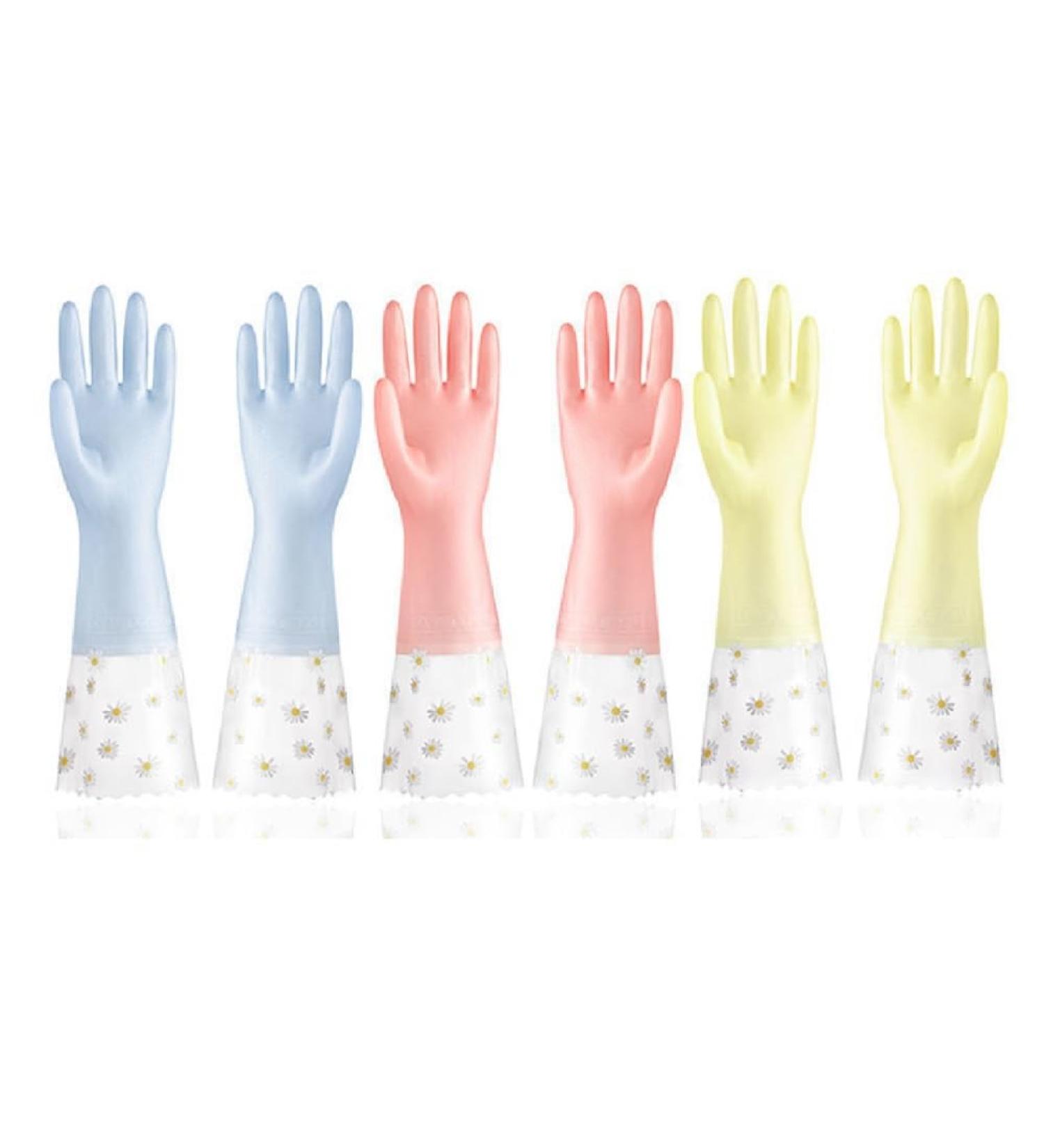 Lizusidtsy 3 Pairs Reusable Rubber Gloves Non-Slip Laundry Kitchen Gardening Household Gloves Easy to Use 42CM - Buy Online on GoSupps.com