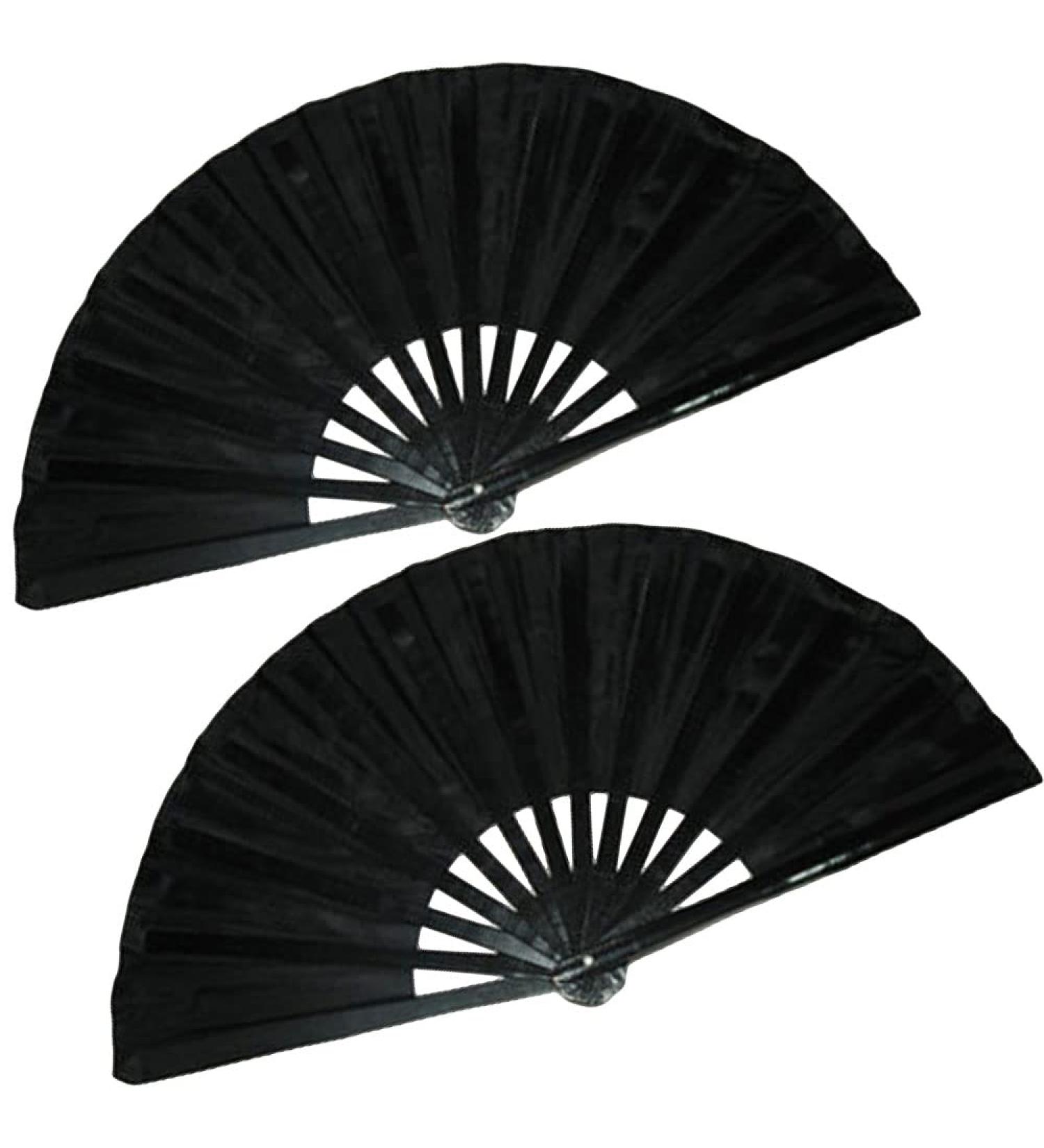 ZooBoo Chinese Taichi Kungfu Fan Bamboo Martial Arts Sports Fighting Hand Fan 13inch Pure Black