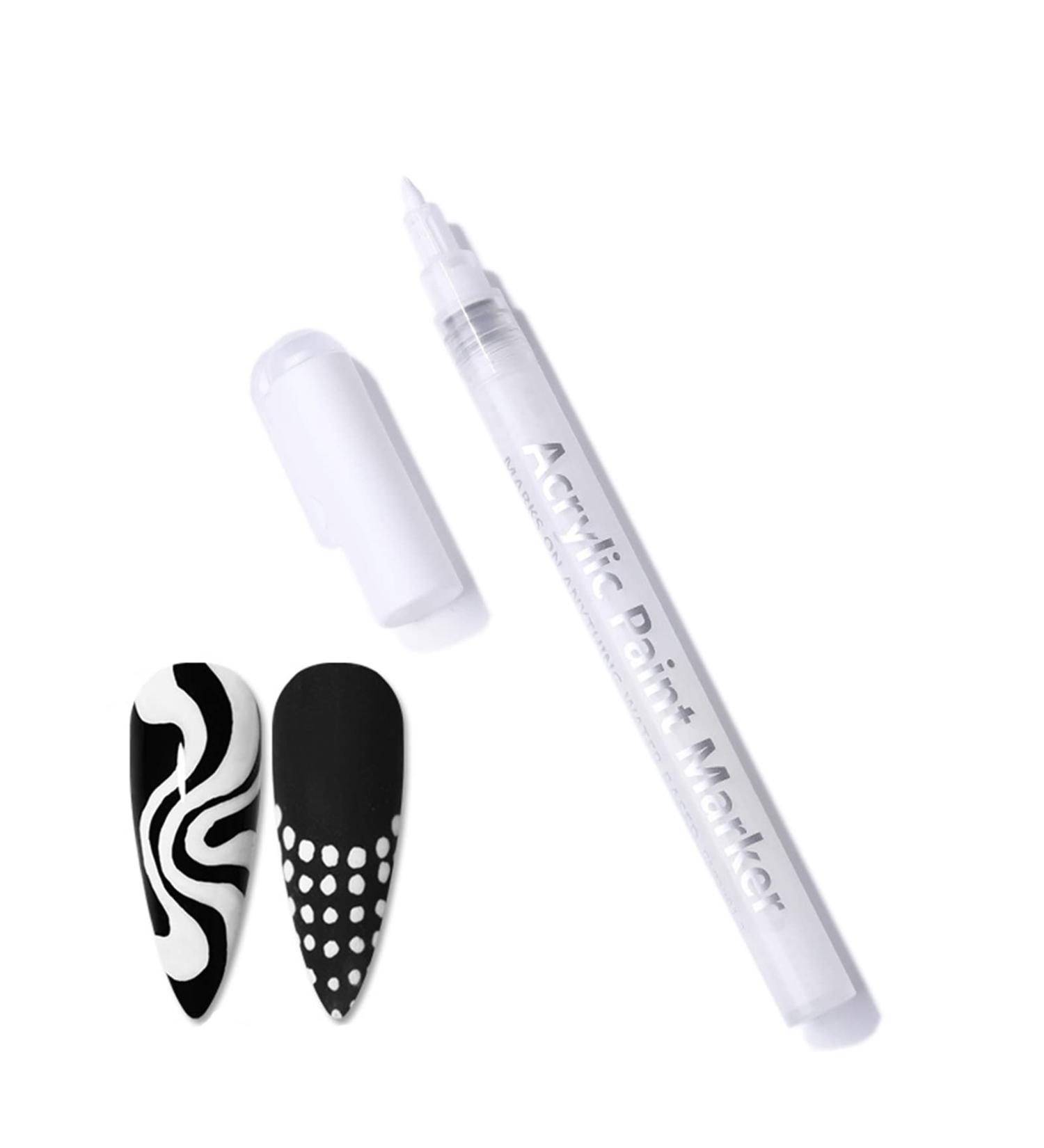 Nail Art Pens - Fine Tip Nail Drawing Graffiti Pen for DIY Decoration - White 02 - Buy Online on GoSupps.com