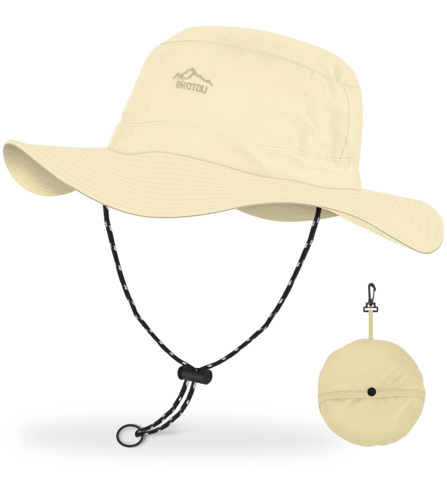 Brotou Sonnenhut - UV Protection UPF 50+ Foldable Safari Hat for Men & Women | Waterproof Hiking & Outdoor Summer Hat - M-XL Khaki - Buy Online on GoSupps.com