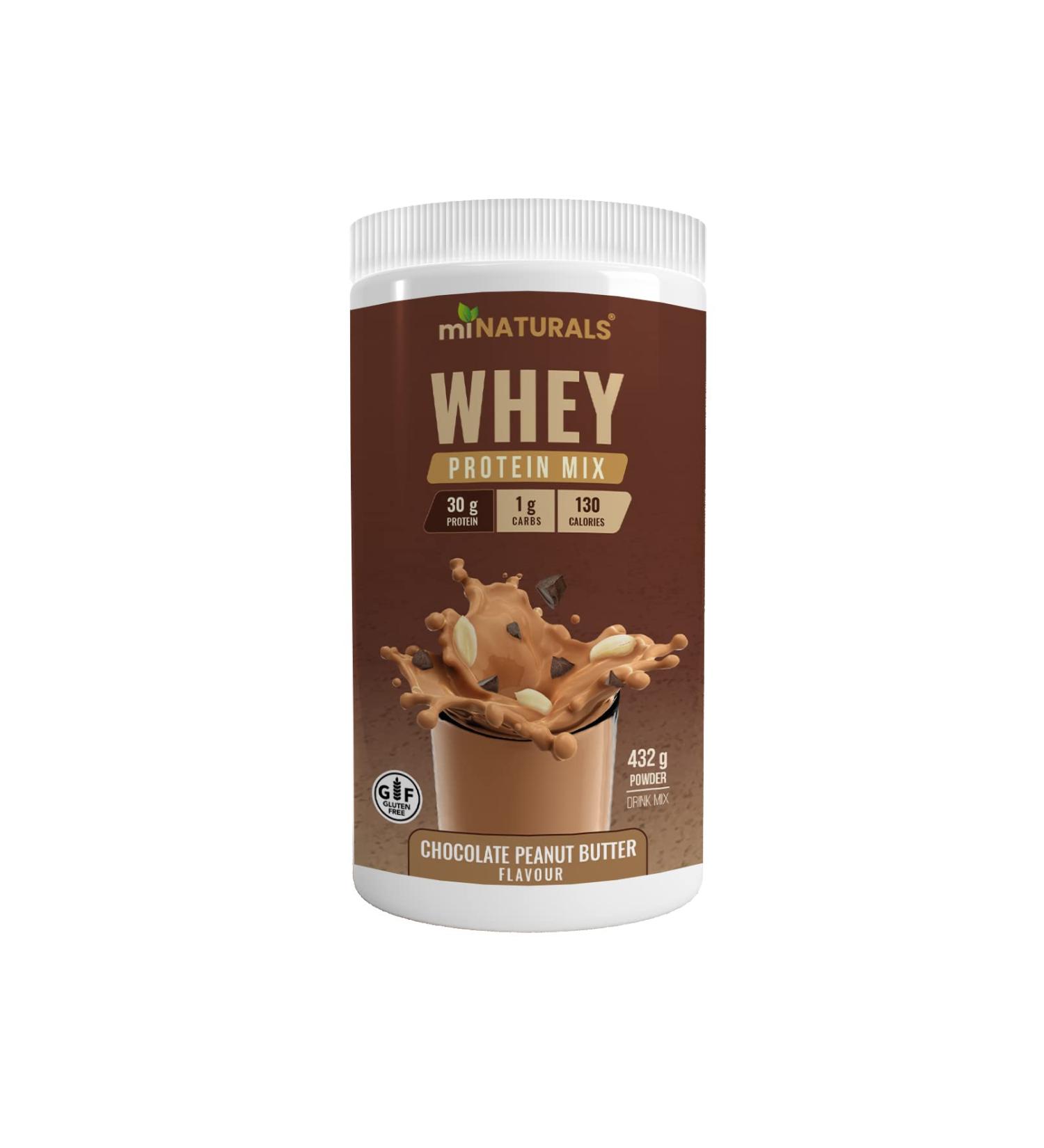 miNATURALS Whey Pure Isolate High Protein Drink Mix Powder For Shakes - 432g (Chocolate Peanut Butter) - Buy Online on GoSupps.com