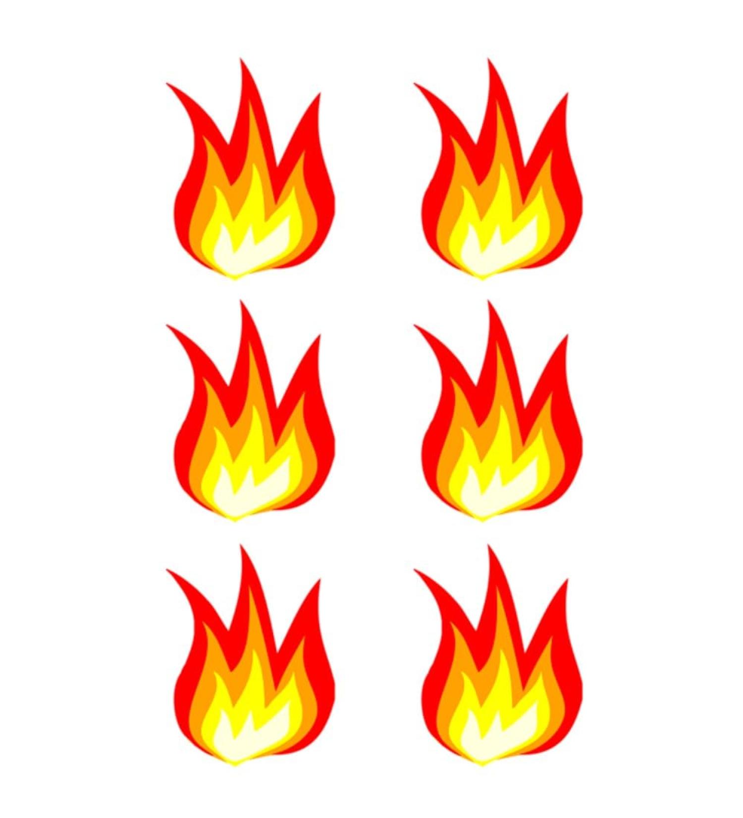 6 x Fire Flames Edible Wafer or Icing Cupcake Toppers Fun Xmas Party Cake Decorations (Edible Wafer Card)
