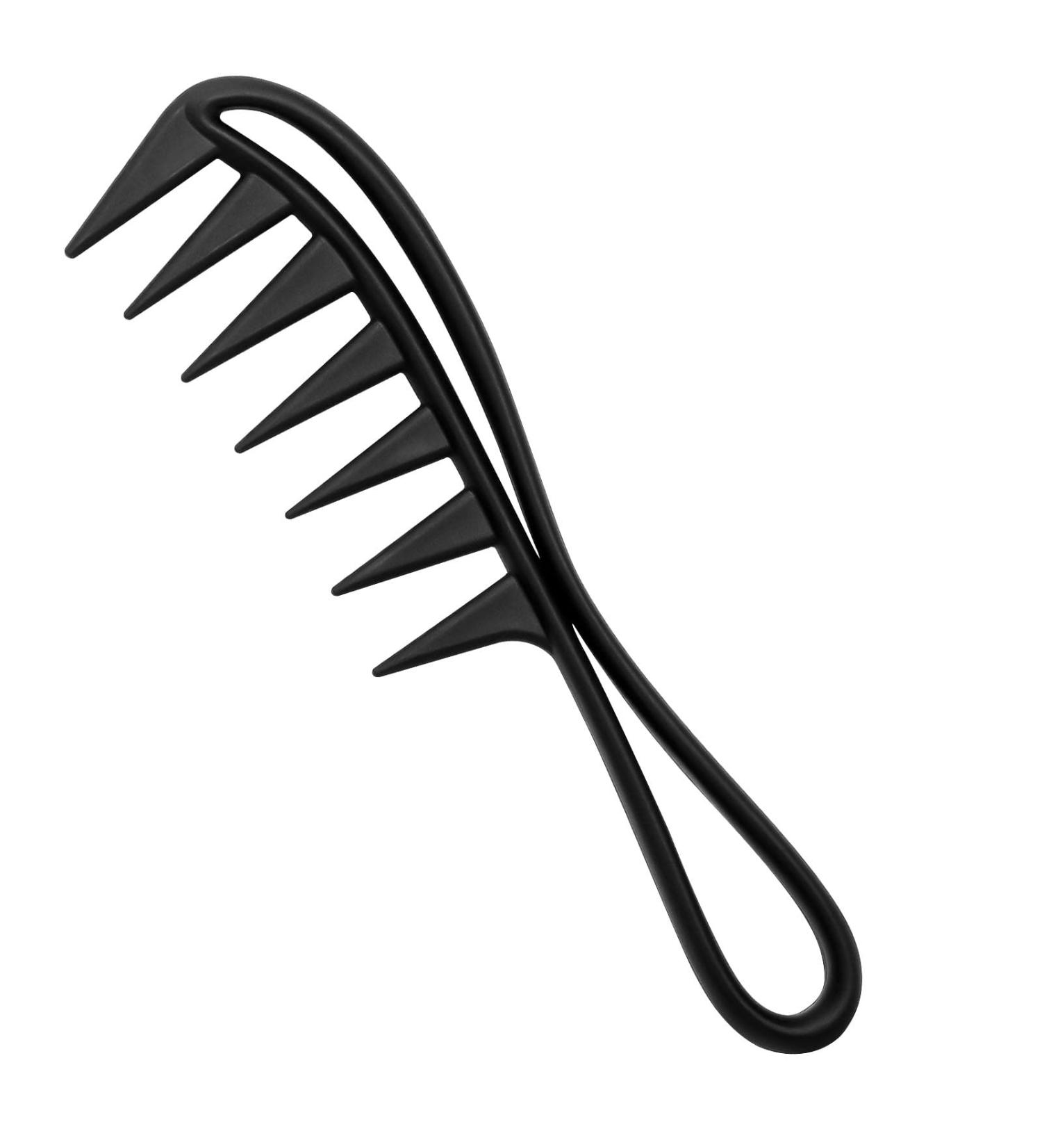 Sularpek Wide Tooth Shark Comb for Curly, Wet, and Long Hair - Salon Quality Barber Comb for Detangling - Large Teeth Hairstyling Tool in Black - Buy Online on GoSupps.com
