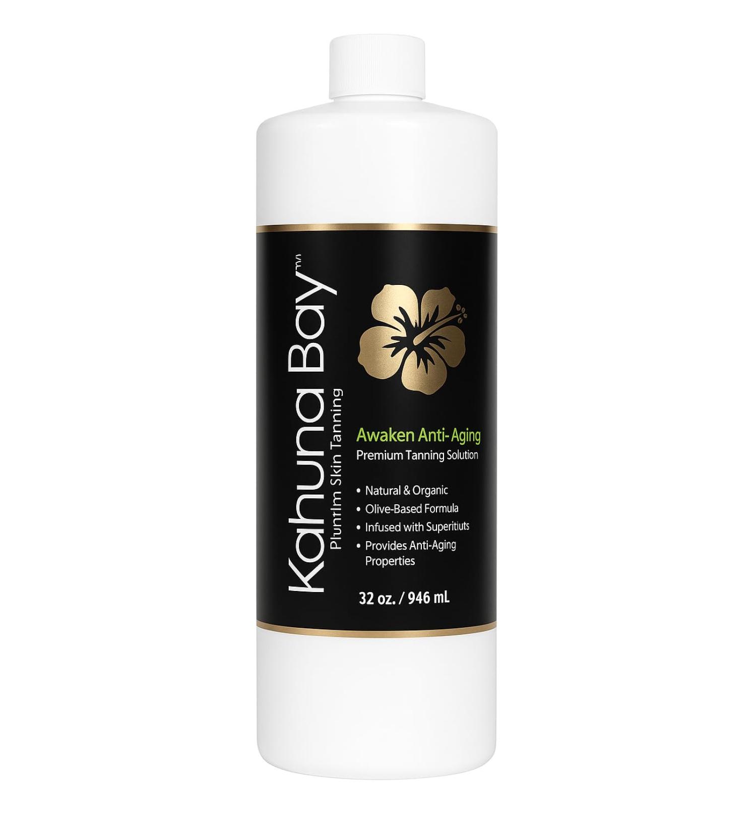 Awaken Anti-Aging Dark Spray Tan Solution Olive-Based Anti-Aging Fast-Drying Self Tanner | Long-Lasting Salon-Quality Glow | 32 fl oz Bottle by Kahuna Bay Tan