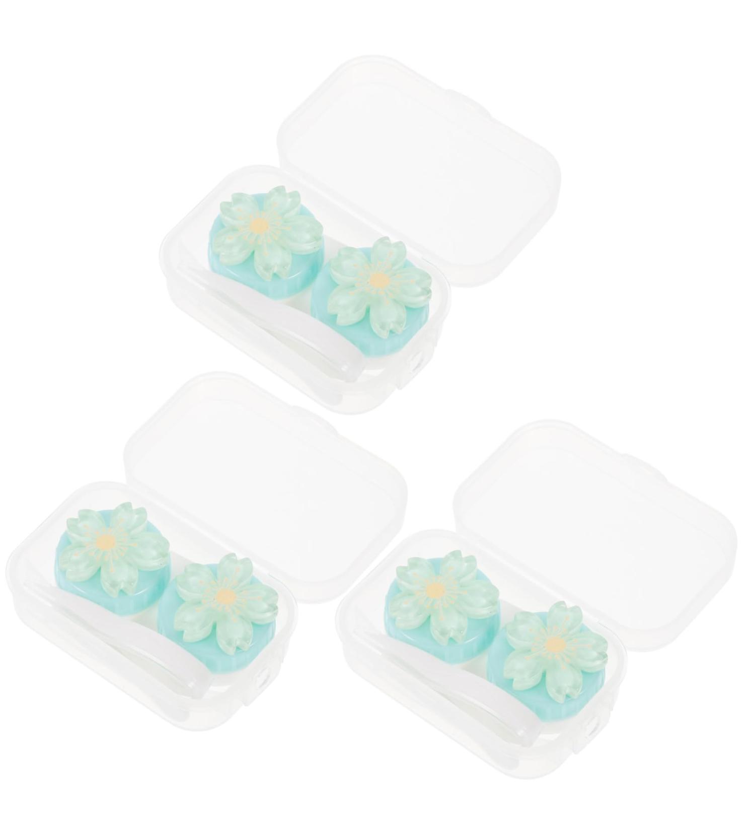 Gatuida 3-Compartment Waterproof Travel Case for Colored Contact Lenses - Portable Eye Lens Storage Box - Light Green 7x4.5x2.5cm - Buy Online on GoSupps.com