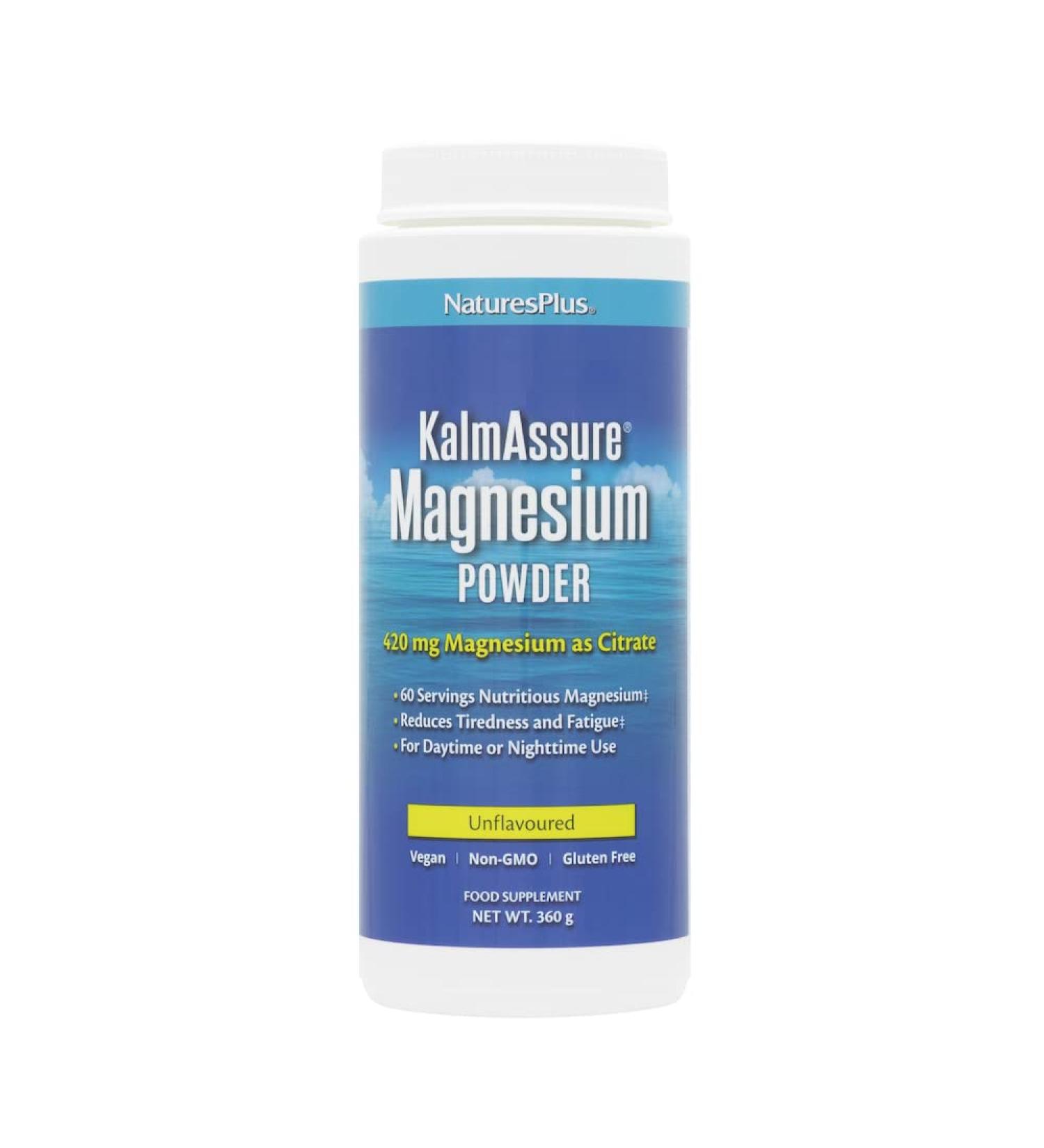 Nature's Plus KalmAssure Magnesium Powder - Unflavored 400mg | 0.80 lb (360g) for Relaxation & Stress Relief - Buy Online on GoSupps.com