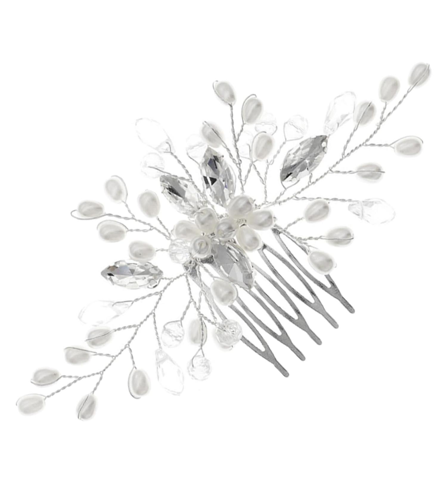 MAGICLULU Bridal Pearl Comb Women Hair Comb Wedding Bridal Wedding Tiara Pearl Tiara Bridal Tiara Bridal Hair Comb Pearl Hair Comb Hair Clips Hair Pin Accessories Bride Girl Abs - Buy Online on GoSupps.com