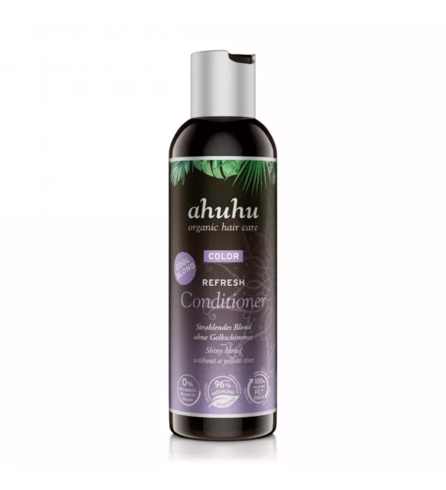 Ahuhu Color Refresh Silver Conditioner COOL Blond (200 ml)-silver hair rinsing neutralized gel breakdown for a natural color brilliance with blue-purple color pigments vegan hair care color refresh silver COOL Blond 200ml