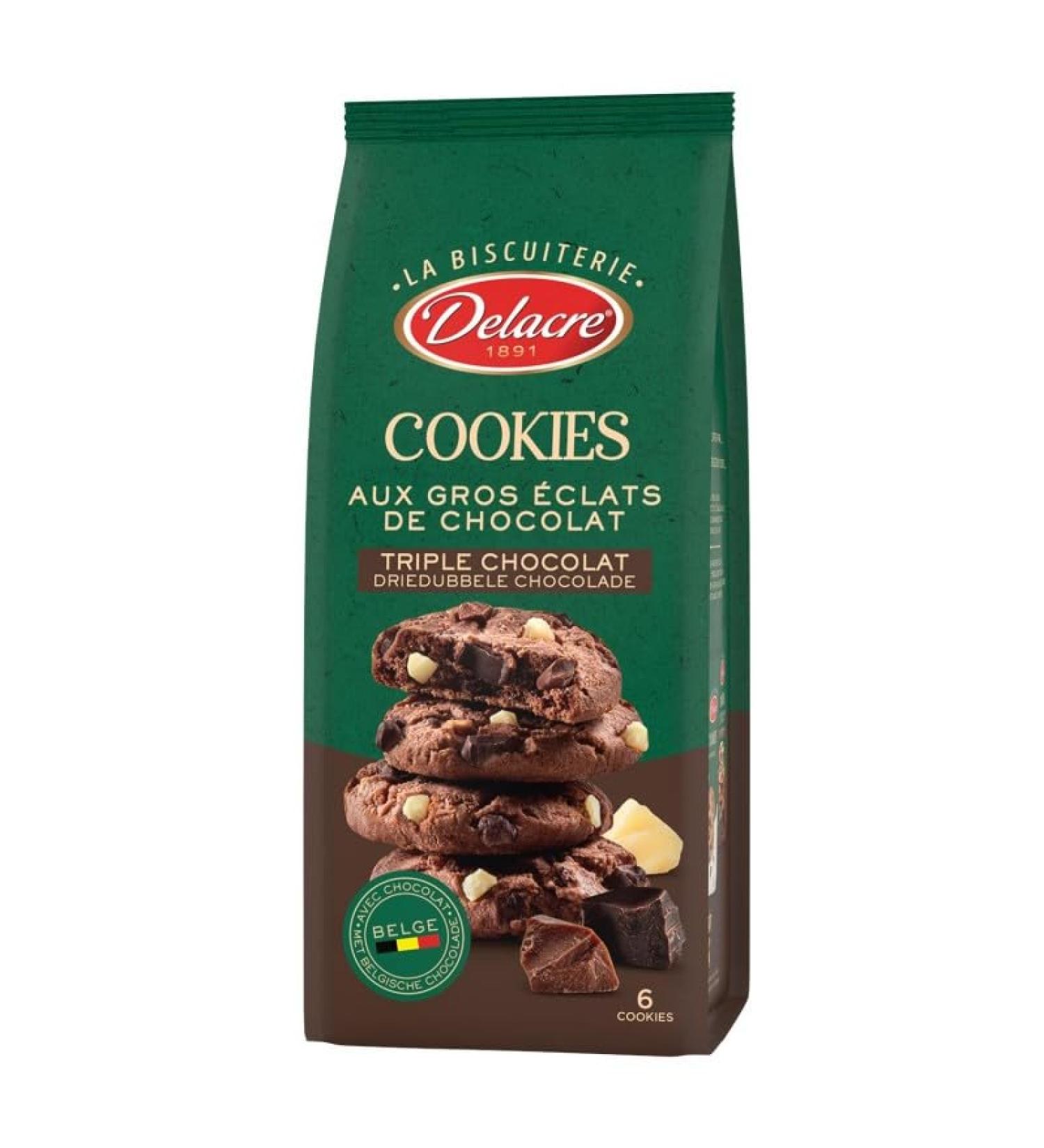 G n rique DELACRE - Delacre Triple Chocolate Cookies 130g - Pack of 4 - Sold in Packs