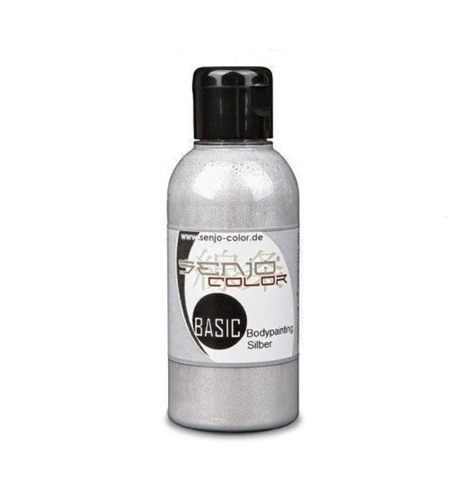 Senjo Color Basic Body Painting Colors I Face & Body Paint I Carnival Mardi Gras I 75 ml I Airbrush Color (Metallic Silver)