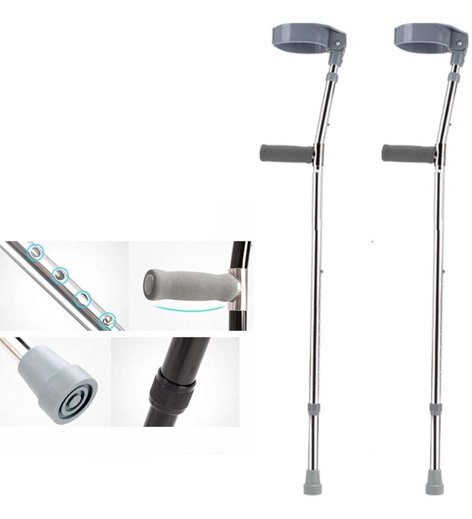 Forearm Crutches Adjustable Non Slip Crutch Four Feet Walking Stick Old Man Walking Aid Scalable Regulation Aluminum Alloy Light Walker Elderly Cane Lightweight Arm Crutch Bright Day